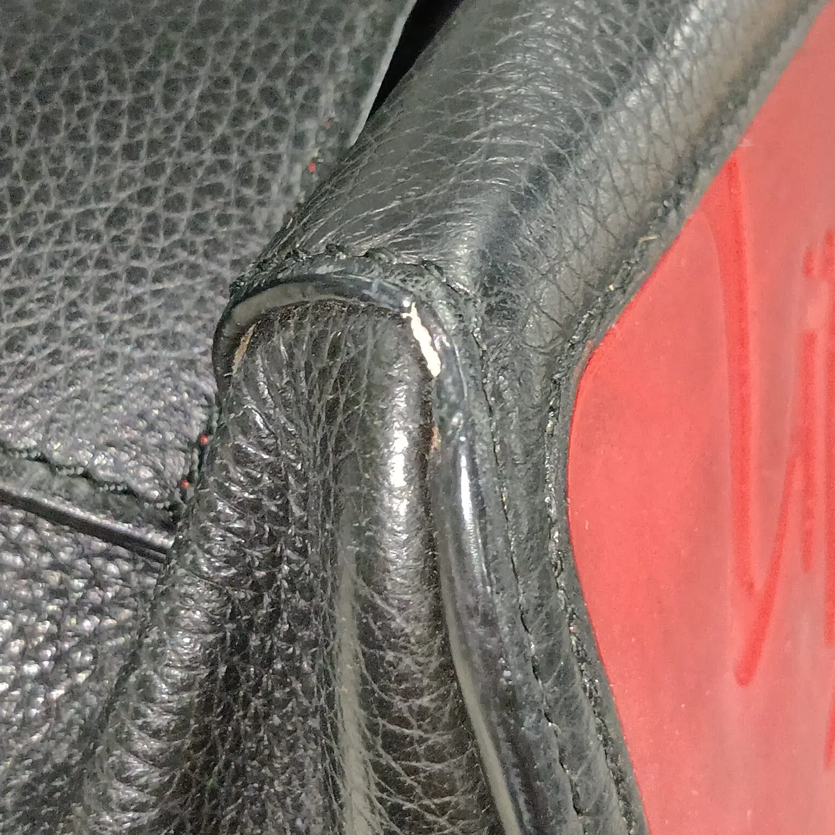 Spike Stud Leather 2-Way Shoulder Bag, Black x Red — view 11