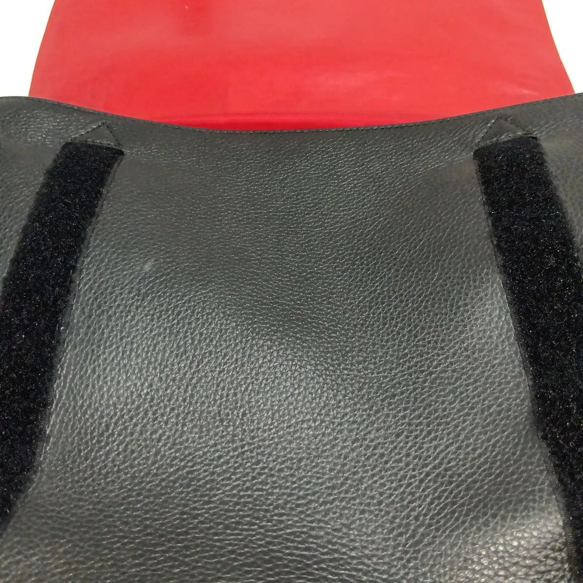 Spike Stud Leather 2-Way Shoulder Bag, Black x Red — view 15