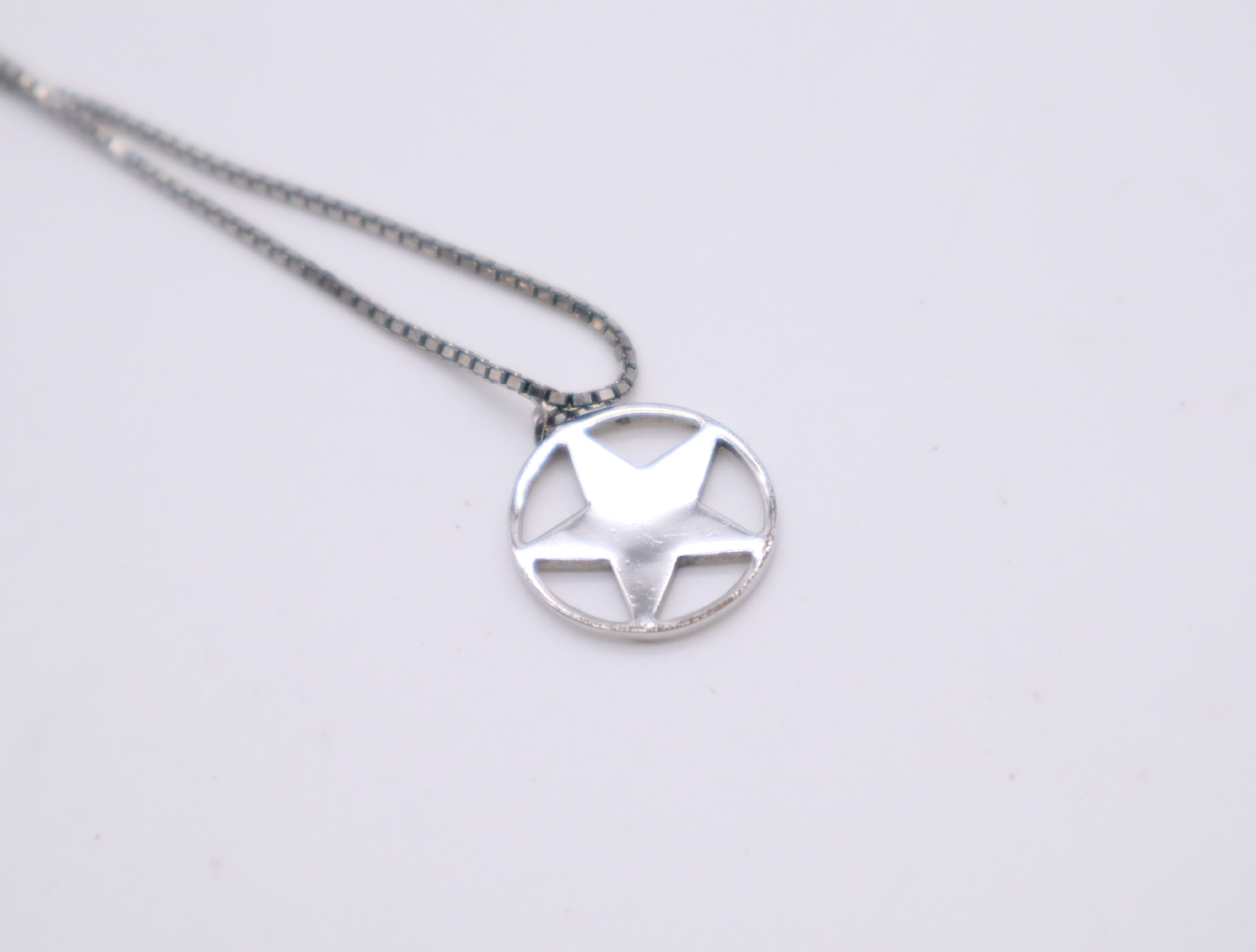 Metal/Enamel Star Necklace, Silver and Blue — view 4