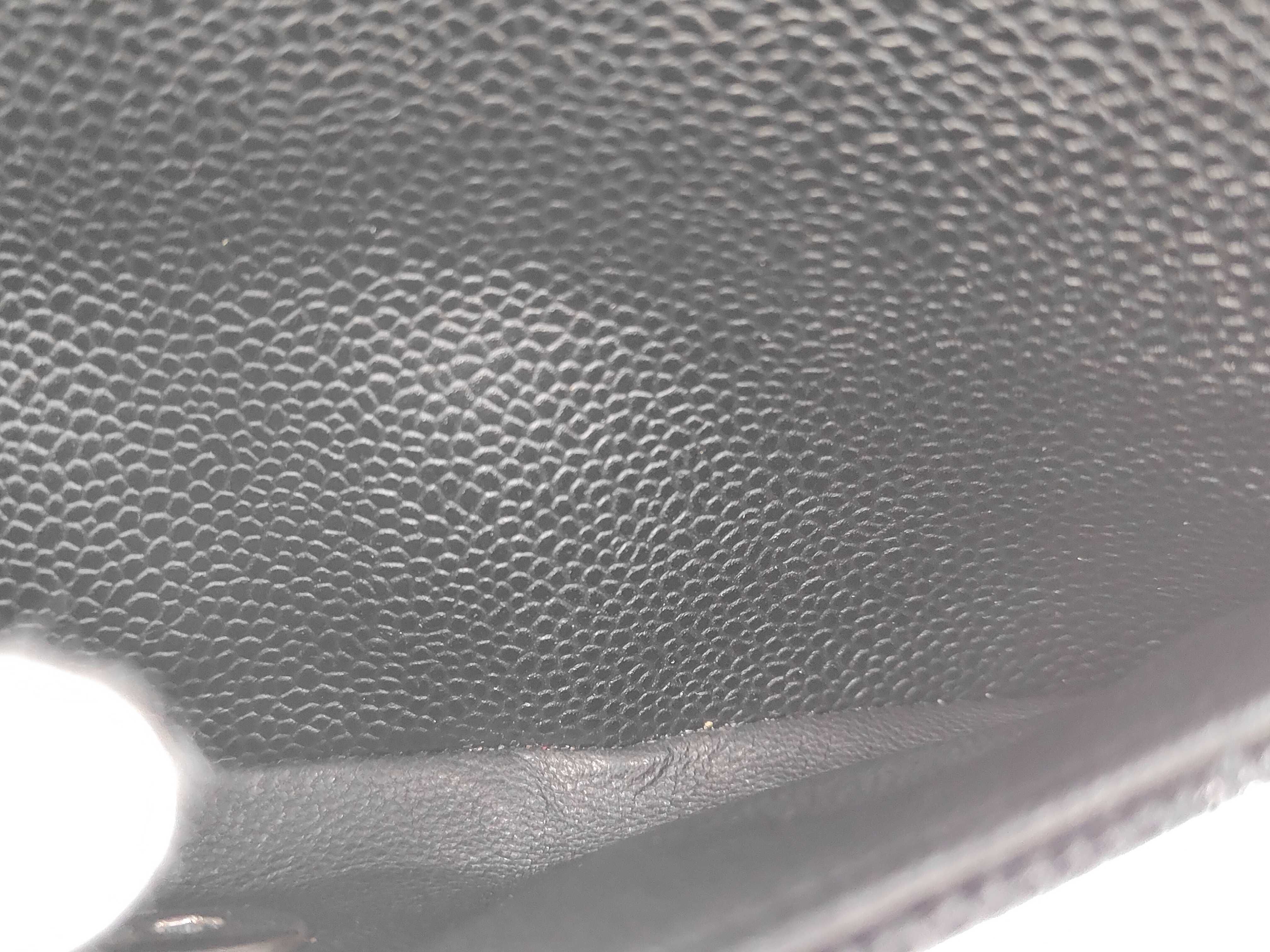 Matelassé Caviar Skin Double Chestnut Black x Silver Shoulder Bag — view 10