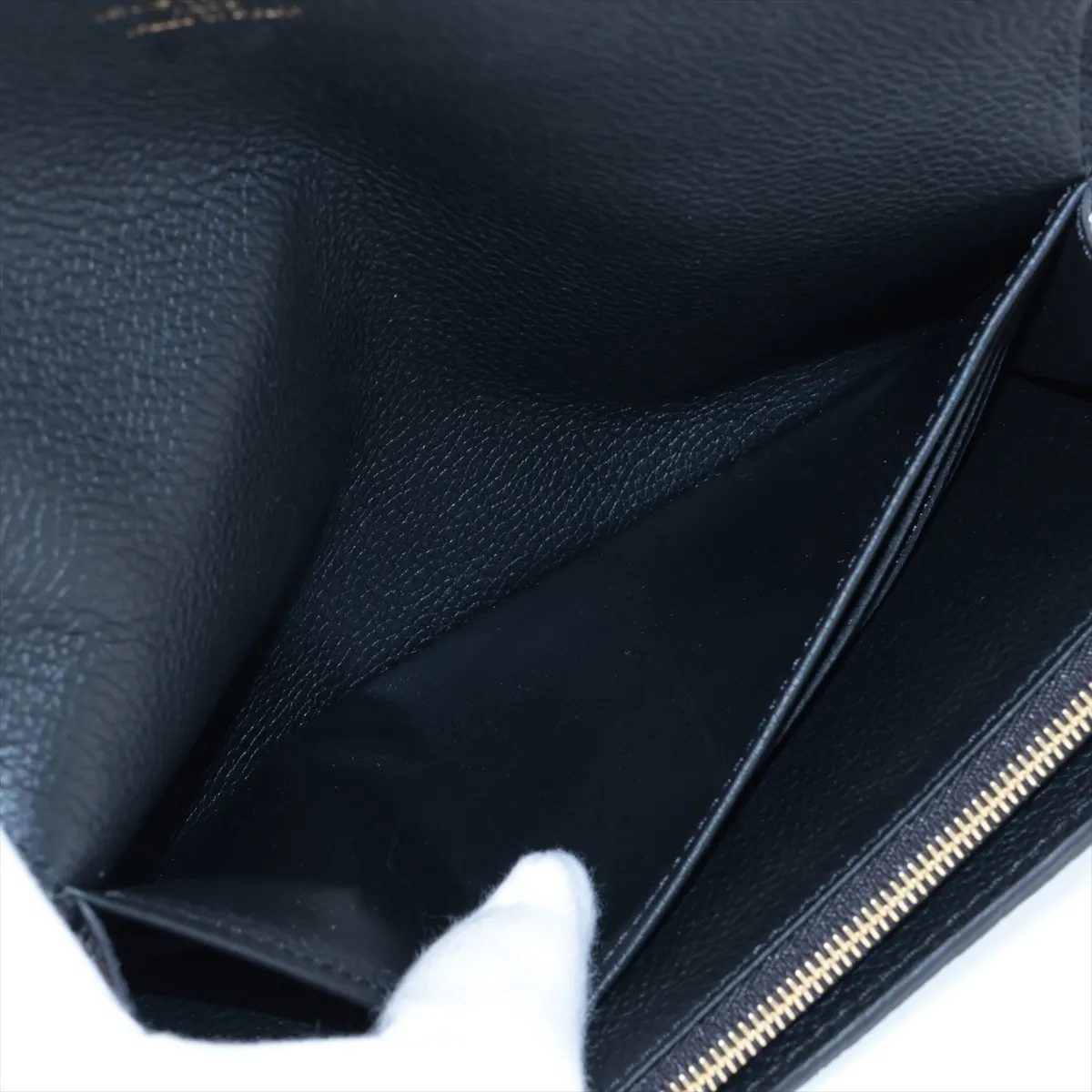 Bicolor Monogram Empreinte Portefeuille Sarah M80496 Noir x Cream Long Wallet (RFID detected) — view 4