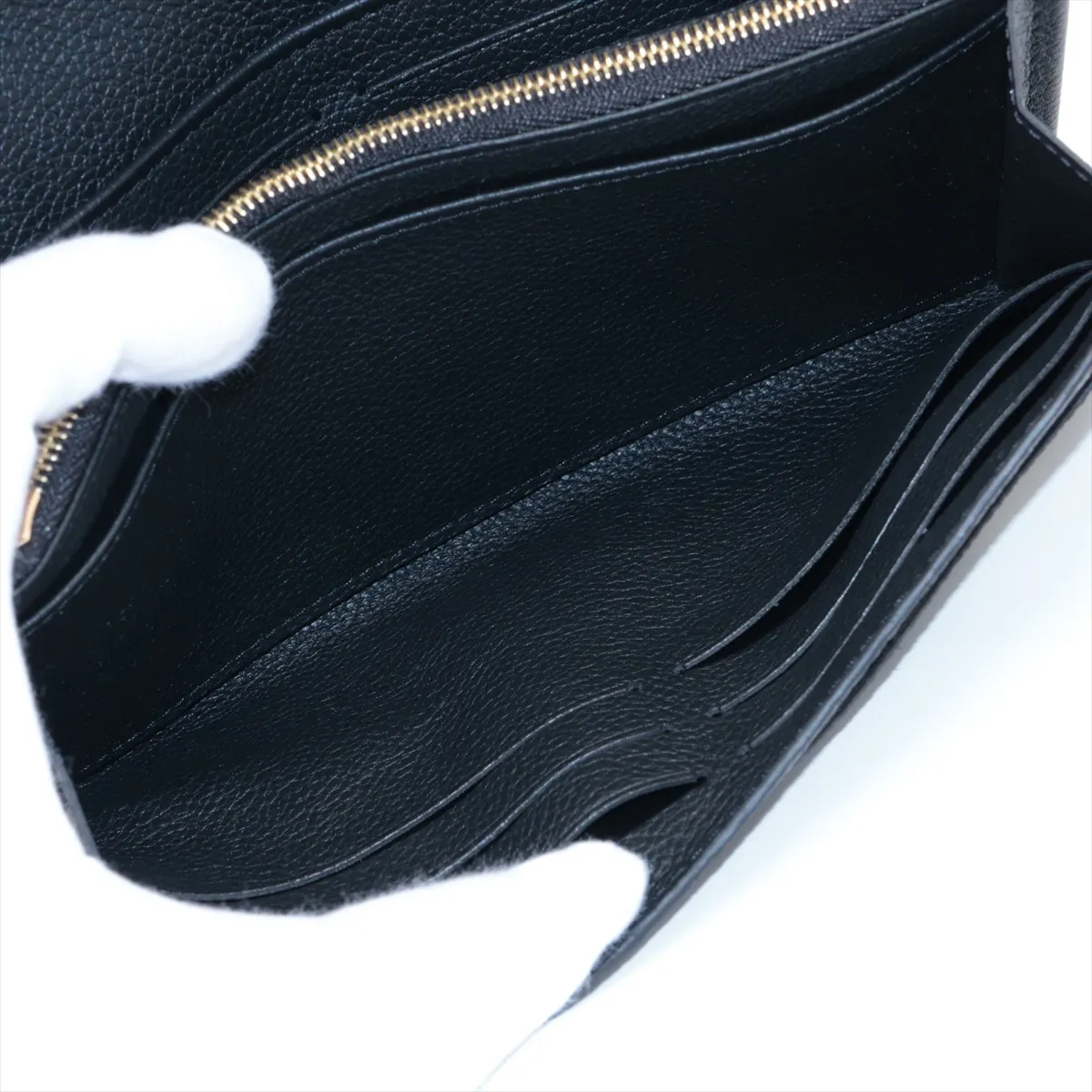 Bicolor Monogram Empreinte Portefeuille Sarah M80496 Noir x Cream Long Wallet (RFID detected) — view 7