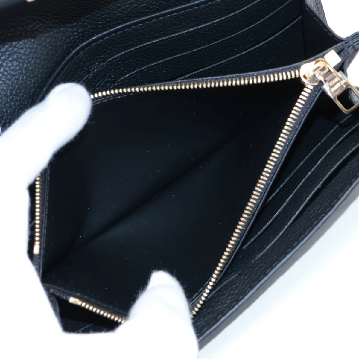 Bicolor Monogram Empreinte Portefeuille Sarah M80496 Noir x Cream Long Wallet (RFID detected) — view 8