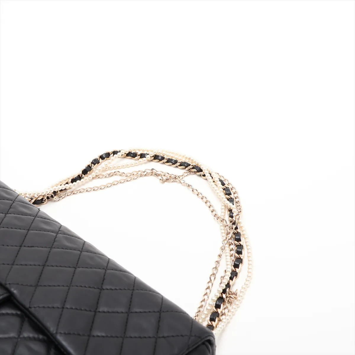 Matelassé Lambskin Single Flap Single Chain Bag, Black with Gold Hardware, Item No. 12238811 (Serial No. 12) — view 5