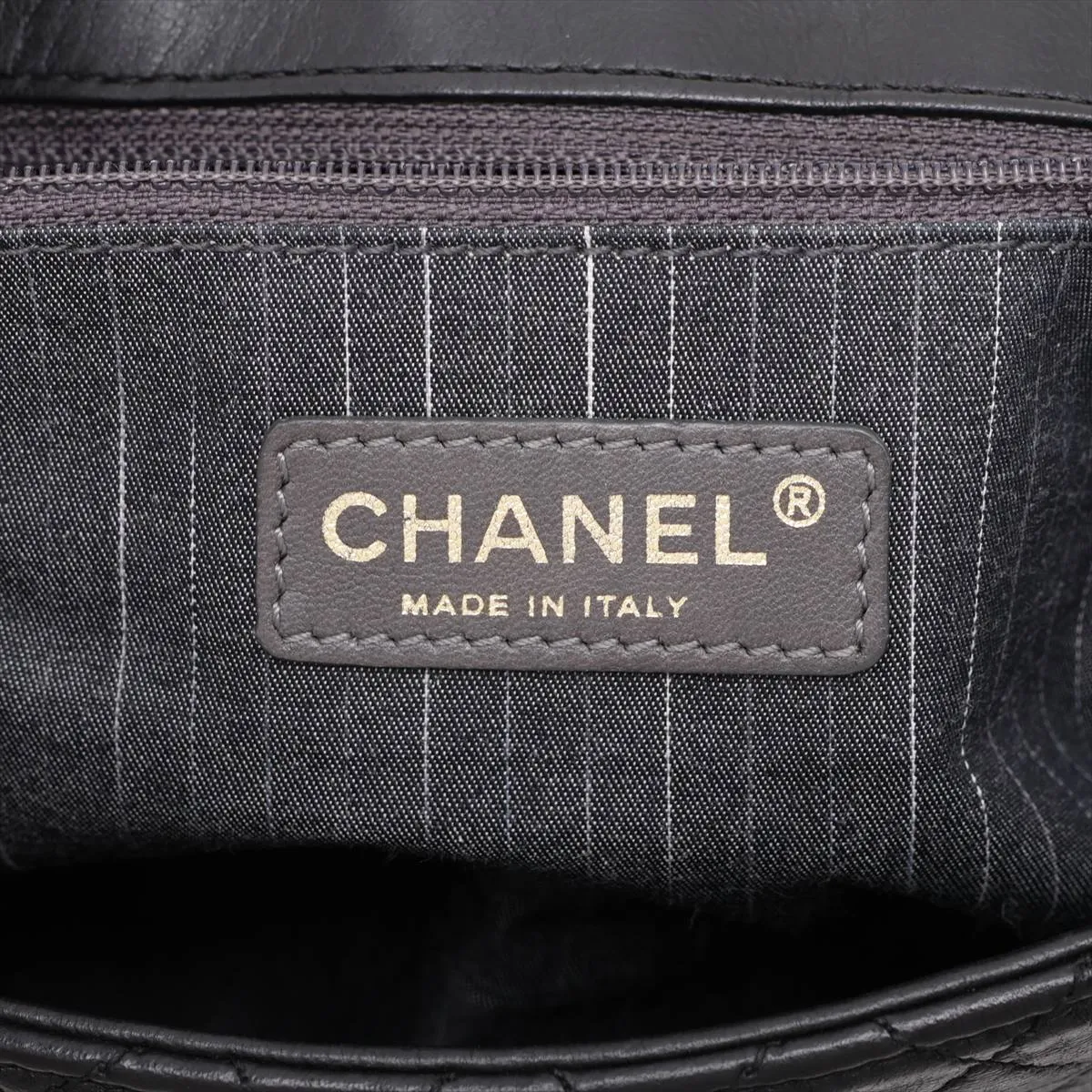 Matelassé Lambskin Single Flap Single Chain Bag, Black with Gold Hardware, Item No. 12238811 (Serial No. 12) — view 8