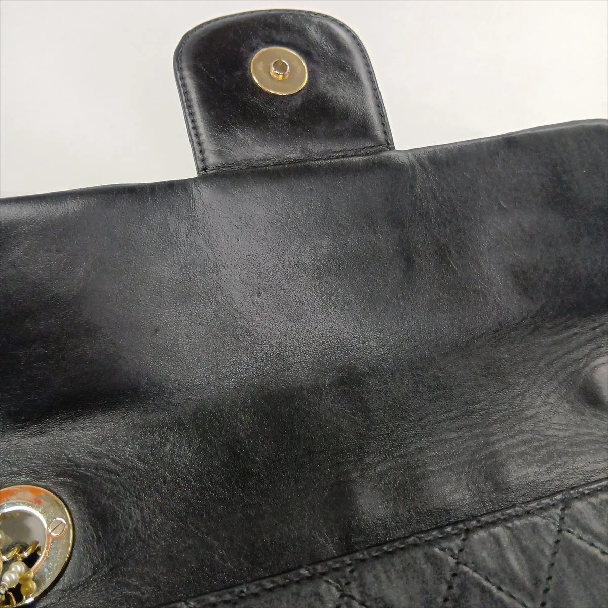Matelassé Lambskin Single Flap Single Chain Bag, Black with Gold Hardware, Item No. 12238811 (Serial No. 12) — view 10