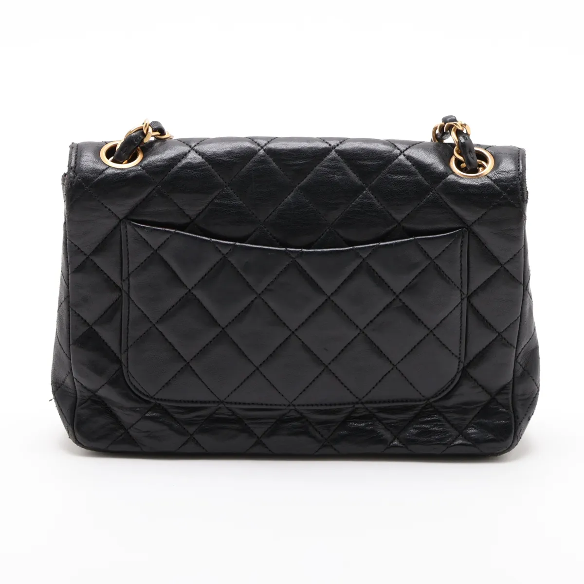 Matelassé Lambskin Single Flap Single Chain Bag, Black with Gold Hardware, 0675030 (Serial Number in the 0s) — view 2