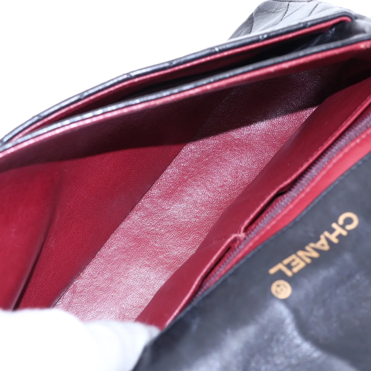 Matelassé Lambskin Single Flap Single Chain Bag, Black with Gold Hardware, 0675030 (Serial Number in the 0s) — view 6
