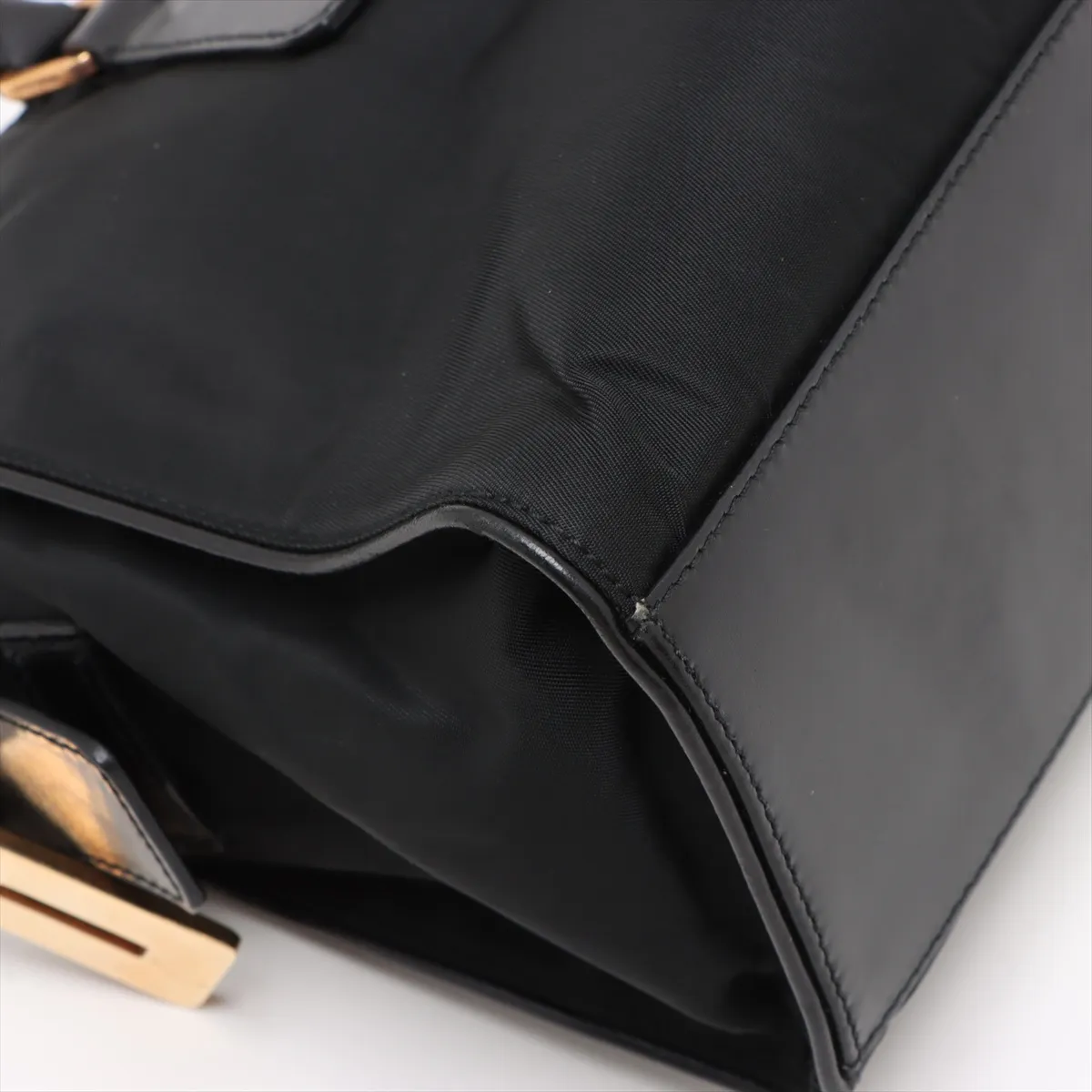 Tessuto Nylon x Leather Handbag Black BR0345 Bearer Guarantee — view 12
