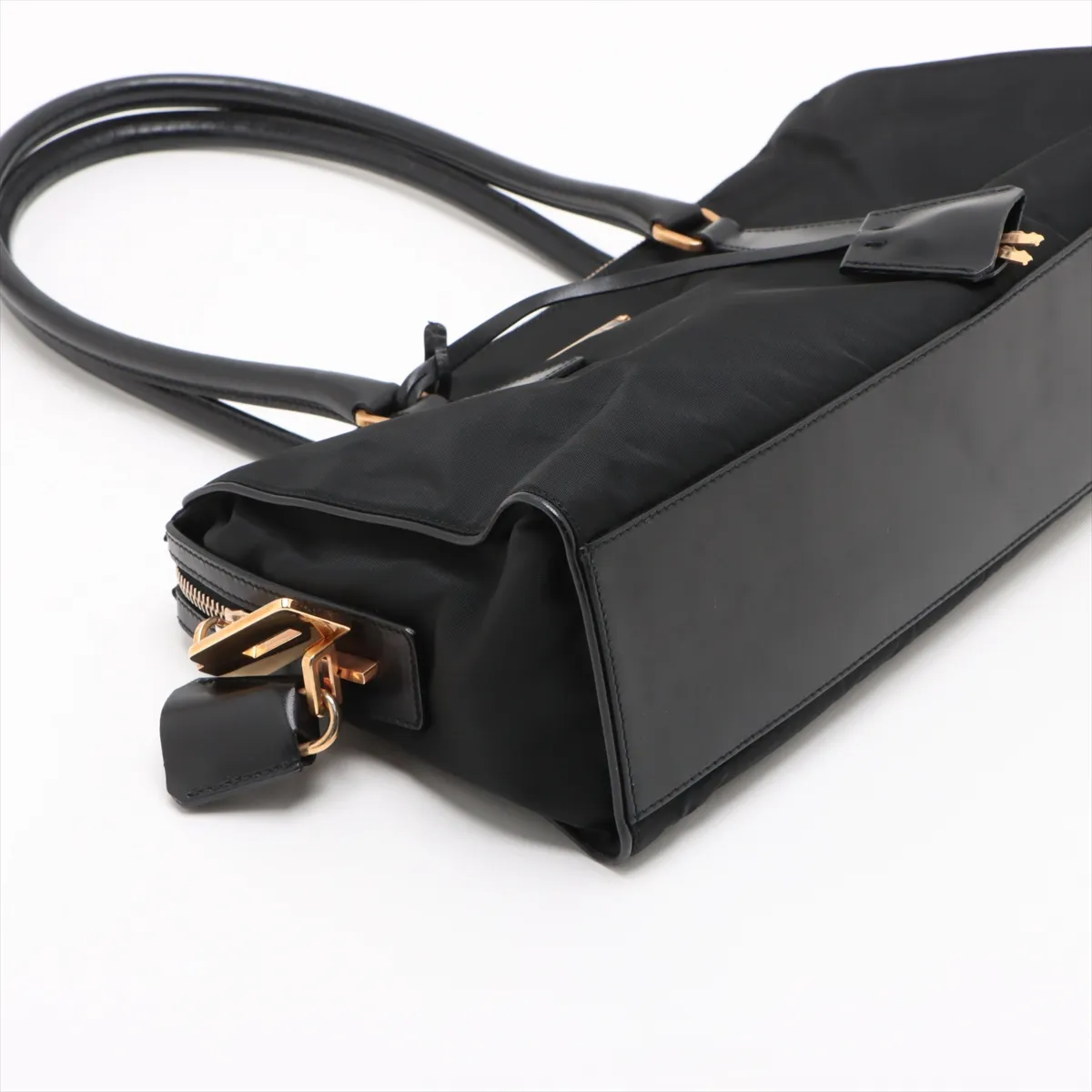 Tessuto Nylon x Leather Handbag Black BR0345 Bearer Guarantee — view 4