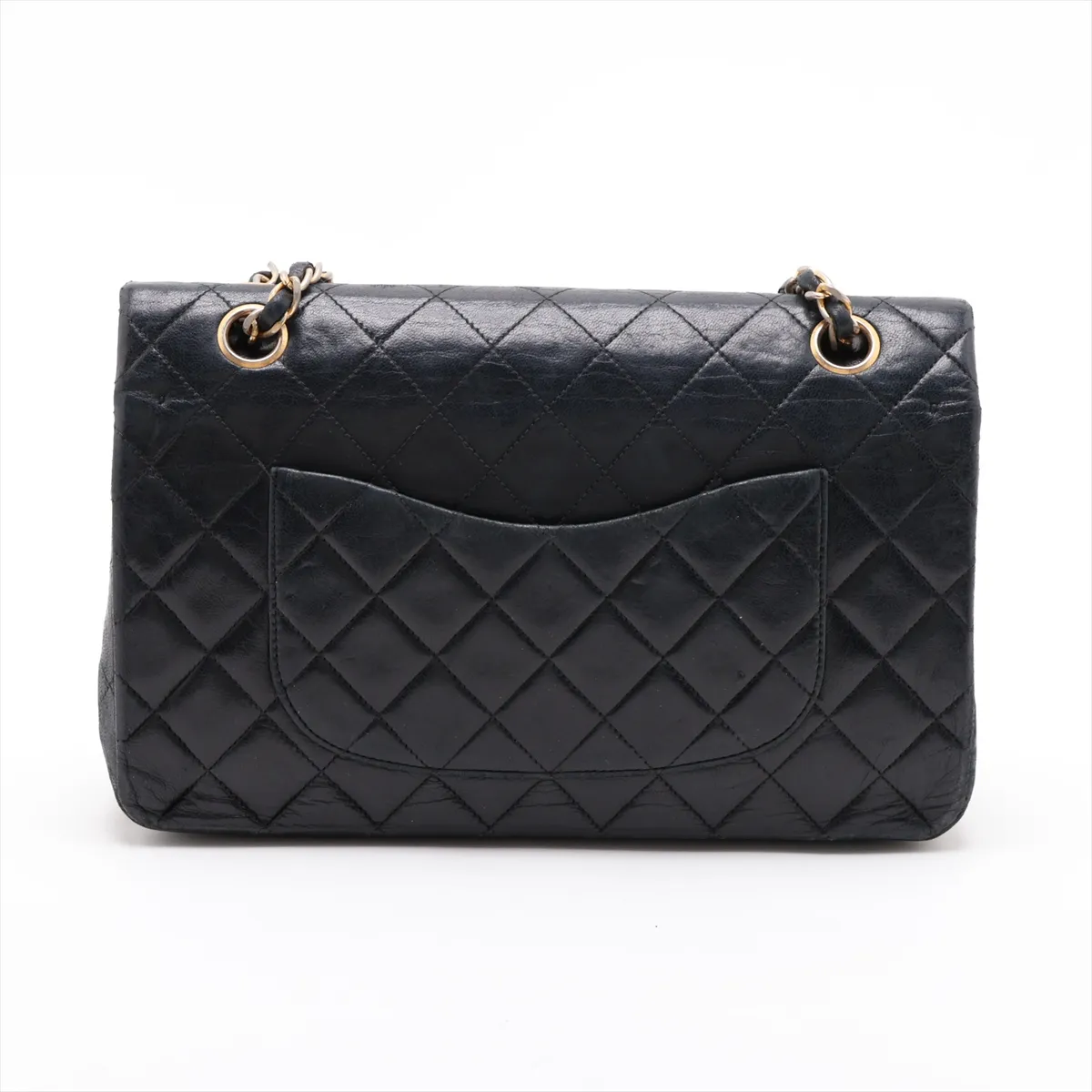 Matelassé 25 Lambskin Double Flap Double Chain Bag, Black with Gold Hardware, 1220306, Series 1, A01112 — view 2