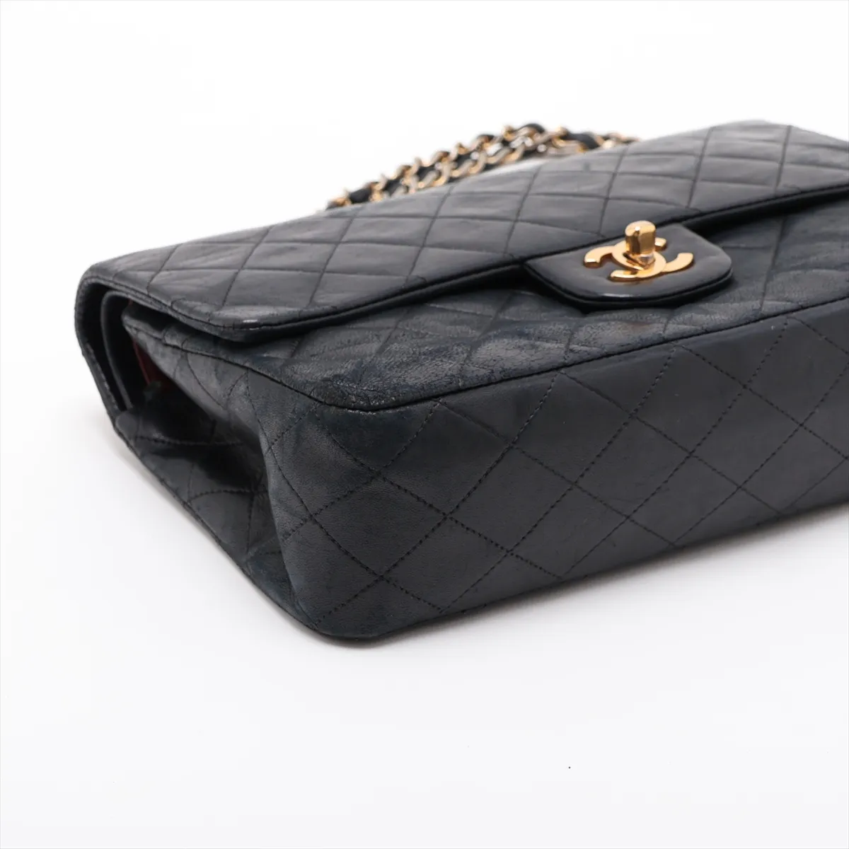 Matelassé 25 Lambskin Double Flap Double Chain Bag, Black with Gold Hardware, 1220306, Series 1, A01112 — view 4