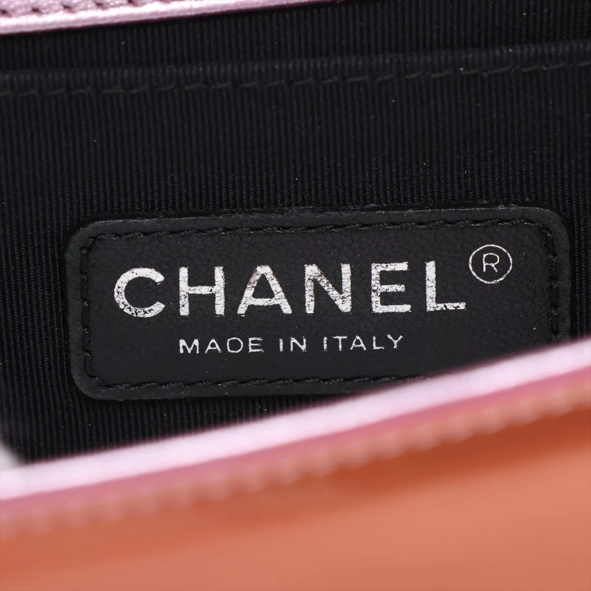 Boy Chanel 25 Patent Leather Chain Shoulder Bag, Orange, Silver Hardware, 19437088, Serial Number 19-series, A67086 — view 8