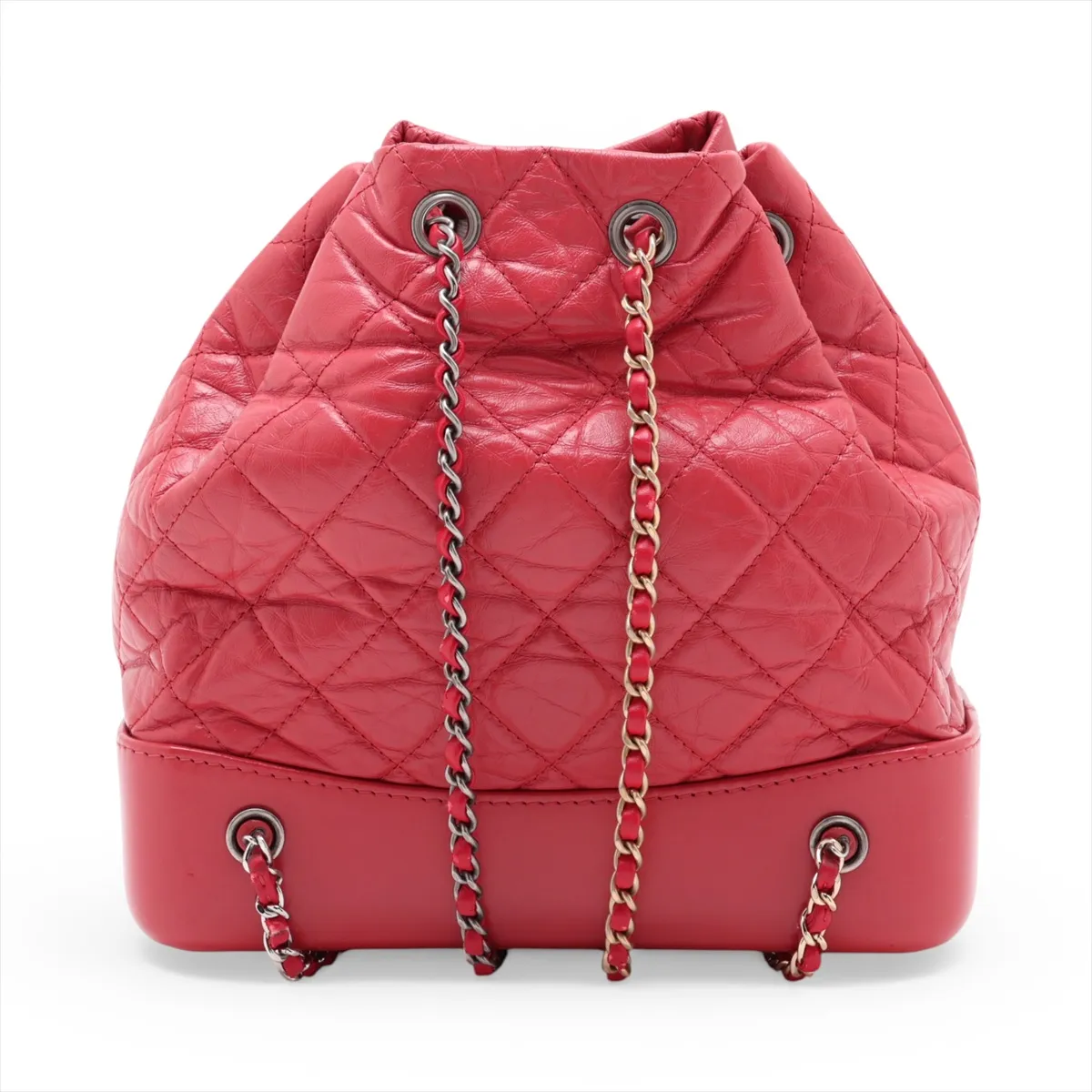 Gabrielle de Chanel Vintage Calfskin Chain Backpack, Red with Gold and Silver Hardware, 28408253, Serial Number 28, A94485 — view 2
