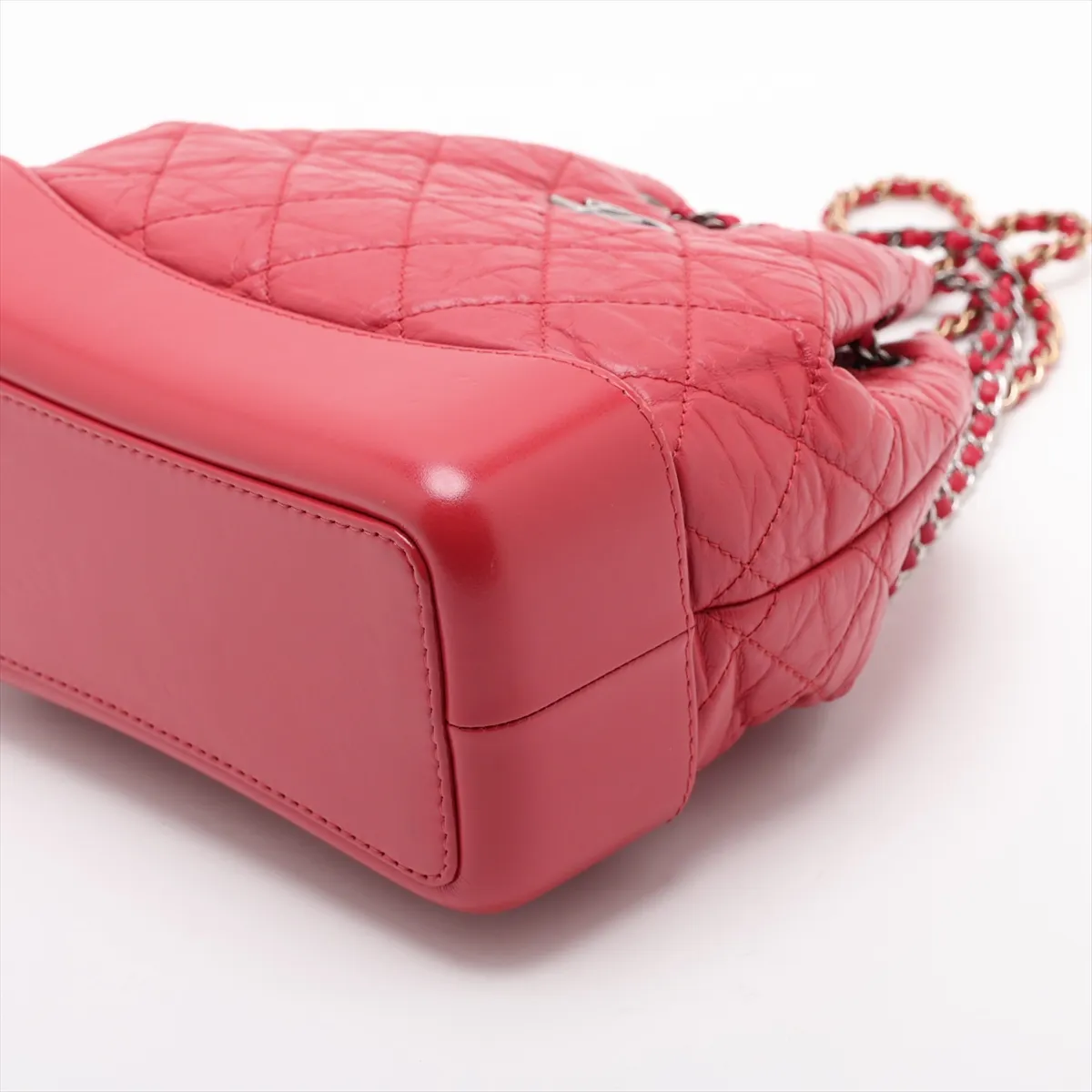 Gabrielle de Chanel Vintage Calfskin Chain Backpack, Red with Gold and Silver Hardware, 28408253, Serial Number 28, A94485 — view 3