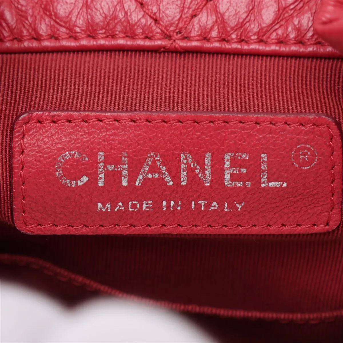 Gabrielle de Chanel Vintage Calfskin Chain Backpack, Red with Gold and Silver Hardware, 28408253, Serial Number 28, A94485 — view 9
