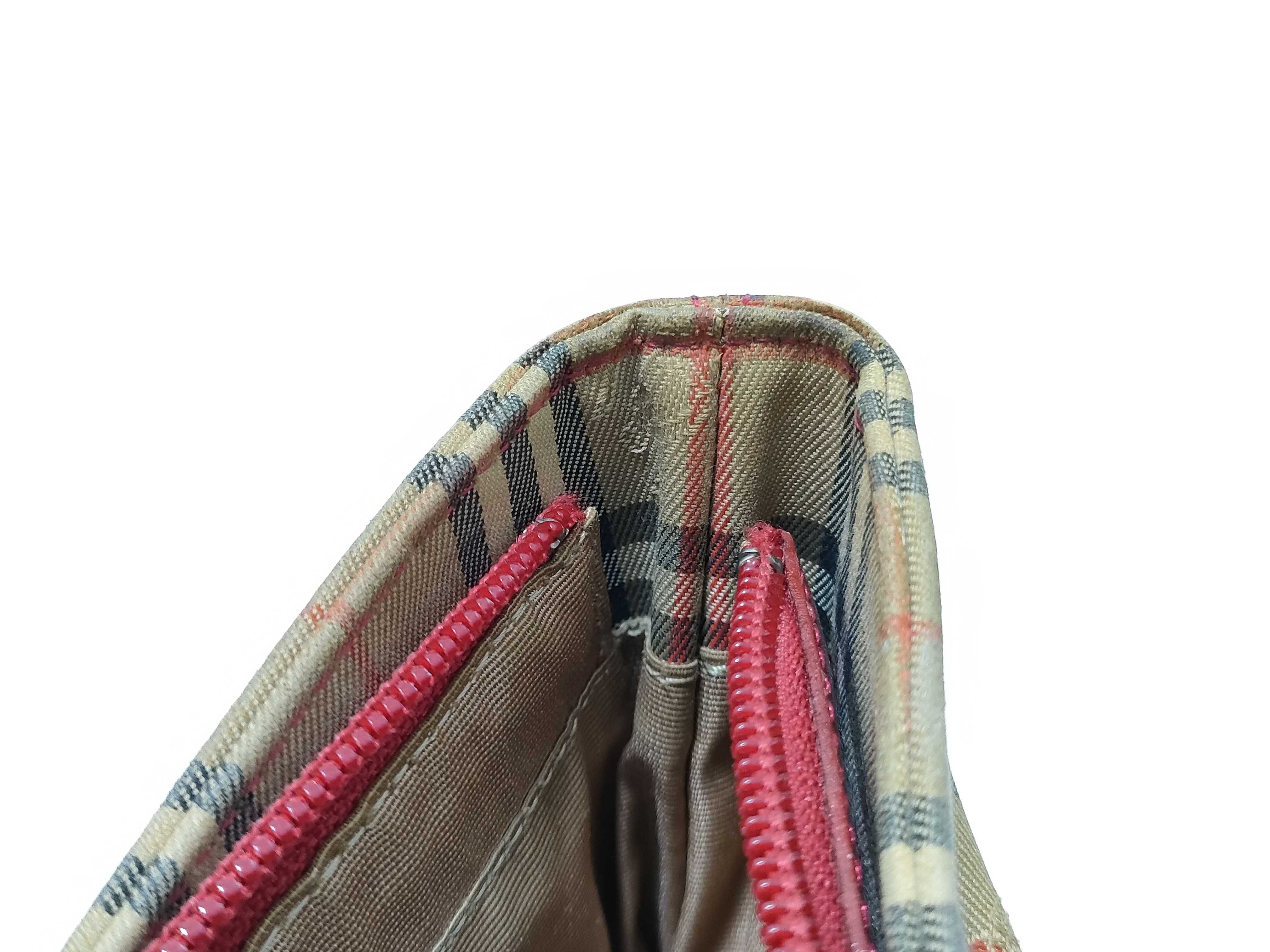 check pattern x leather tote bag (with some discoloration) — view 9