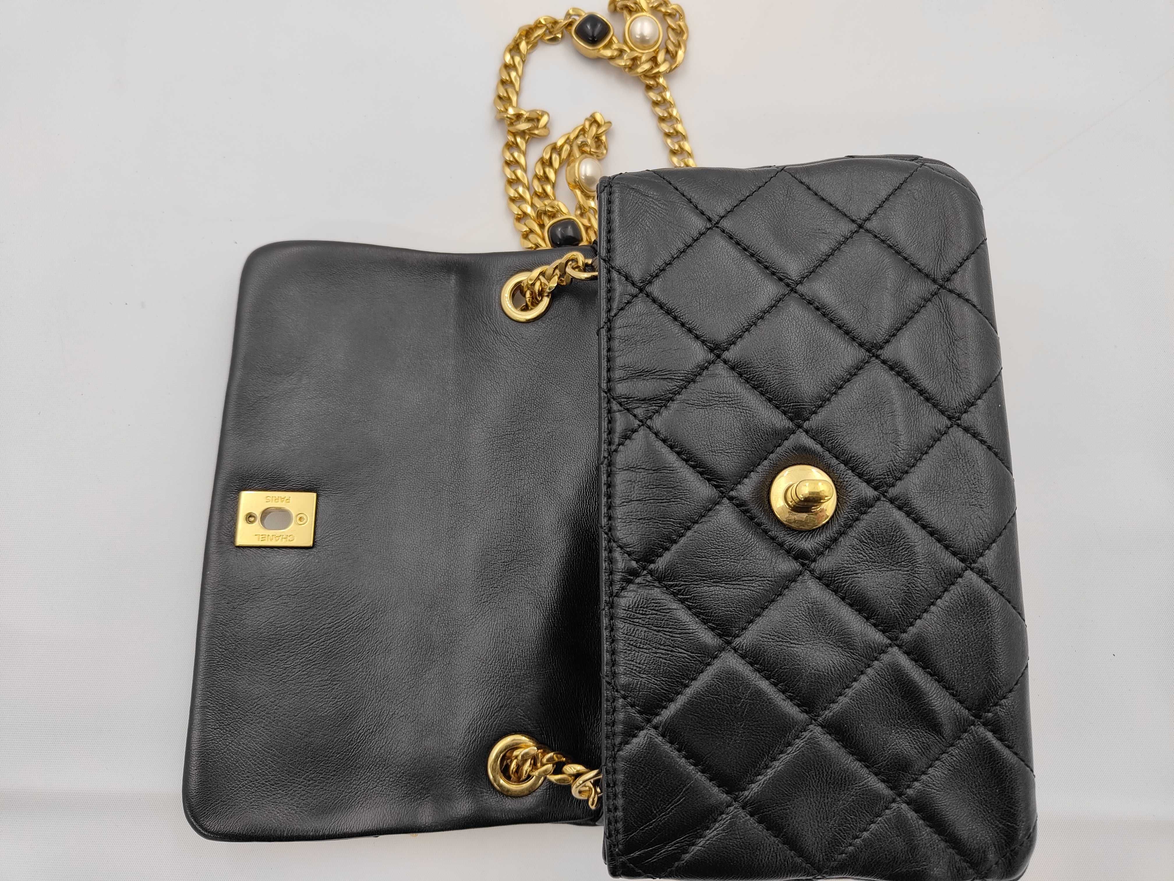 Mini Matelassé Lambskin Black Chain Shoulder Bag — view 13