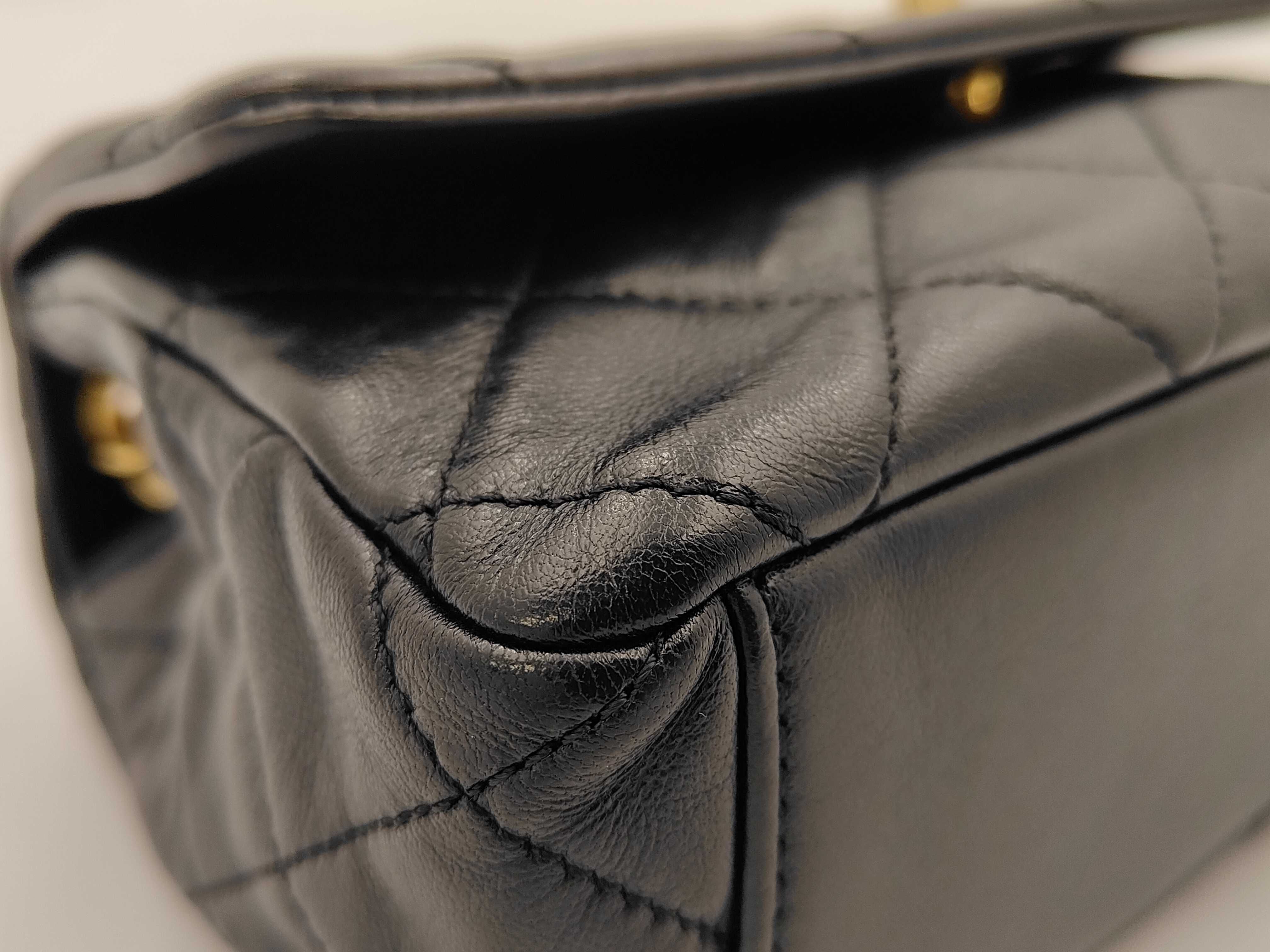Mini Matelassé Lambskin Black Chain Shoulder Bag — view 6