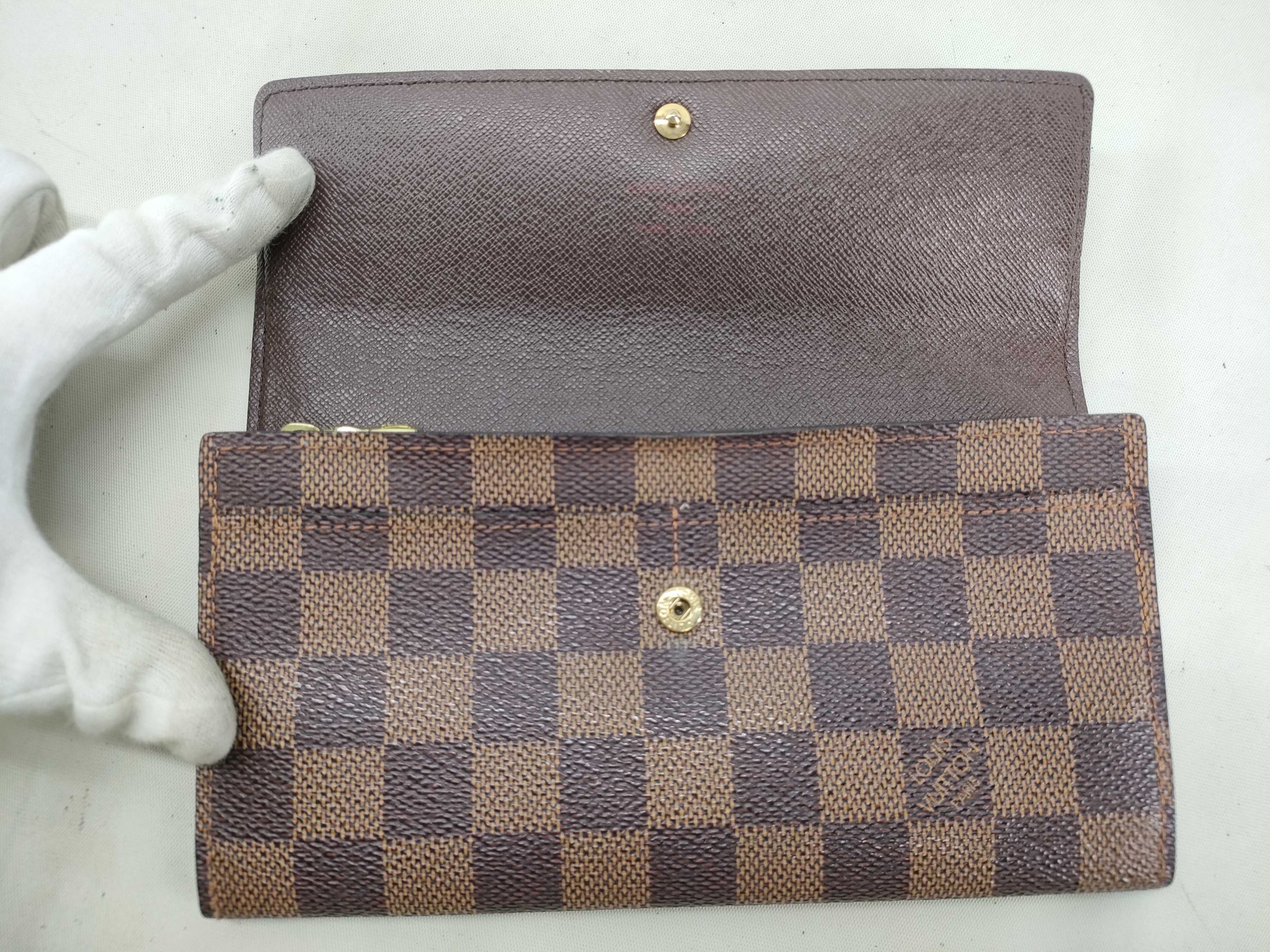 Damier Louis Vuitton Damier N61725 Long Wallet Portefeuille Sarah Snap Closure Brown N61725 CA0053 Wallet — view 9