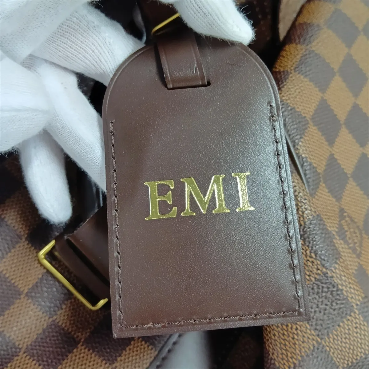 Damier Keepall 50 N41427 MB4102 Brown with initials — view 12