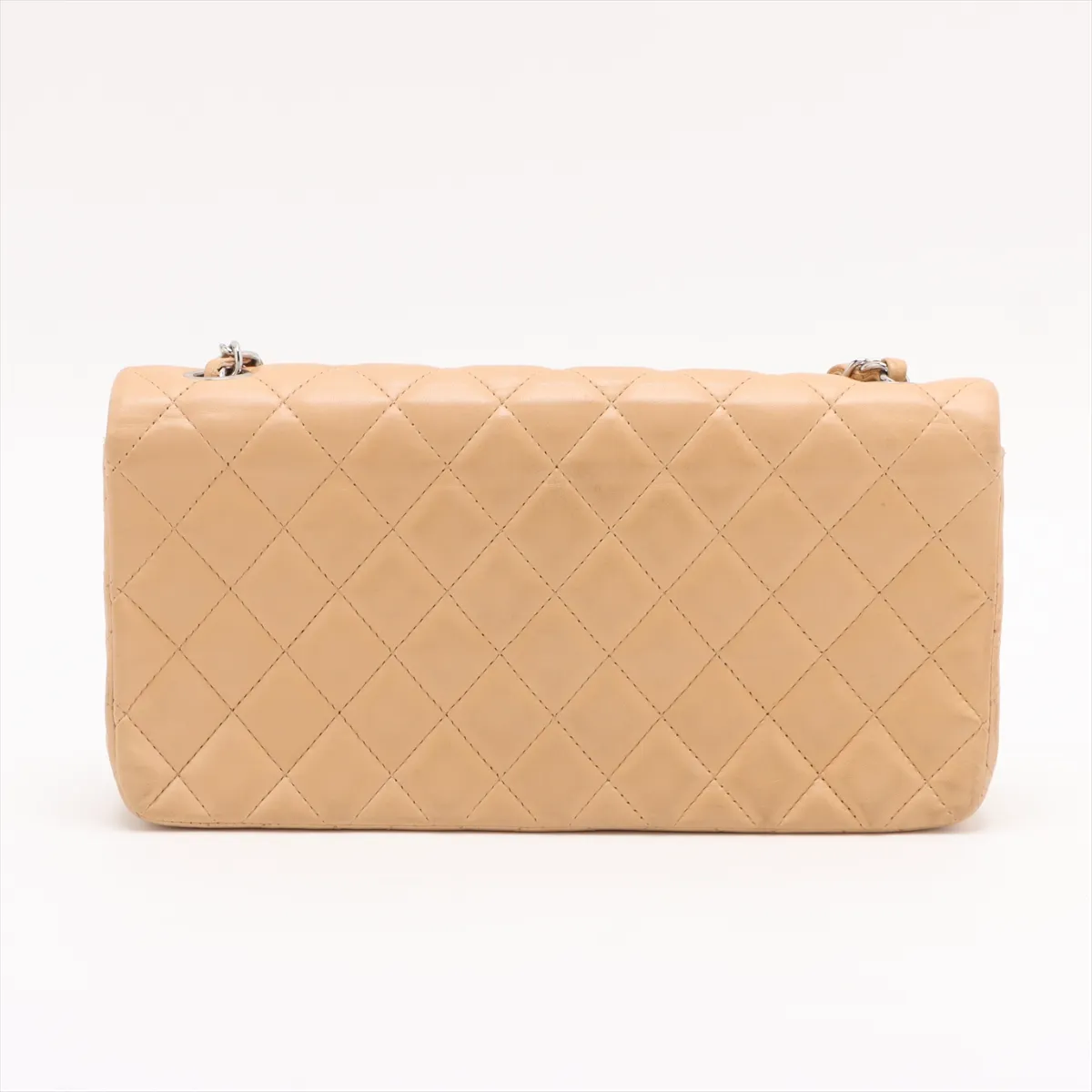 Matelasse Lambskin Single Flap Single Chain Bag Beige Silver Hardware 10242065 10s — view 2