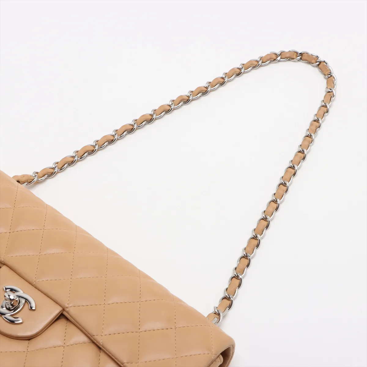 Matelasse Lambskin Single Flap Single Chain Bag Beige Silver Hardware 10242065 10s — view 5