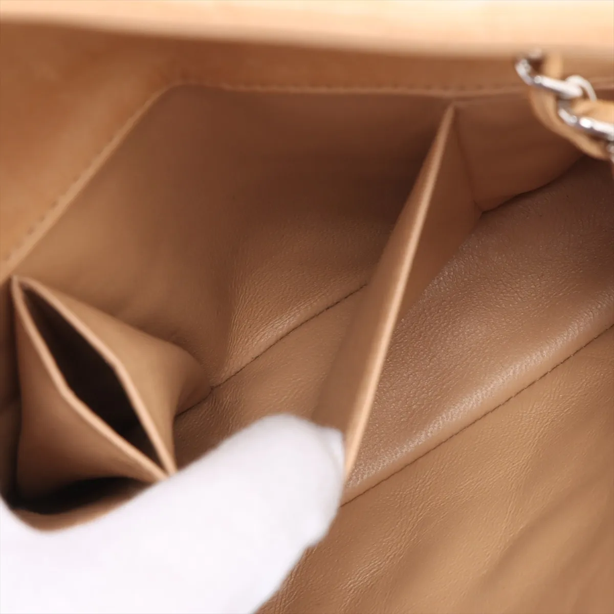 Matelasse Lambskin Single Flap Single Chain Bag Beige Silver Hardware 10242065 10s — view 7