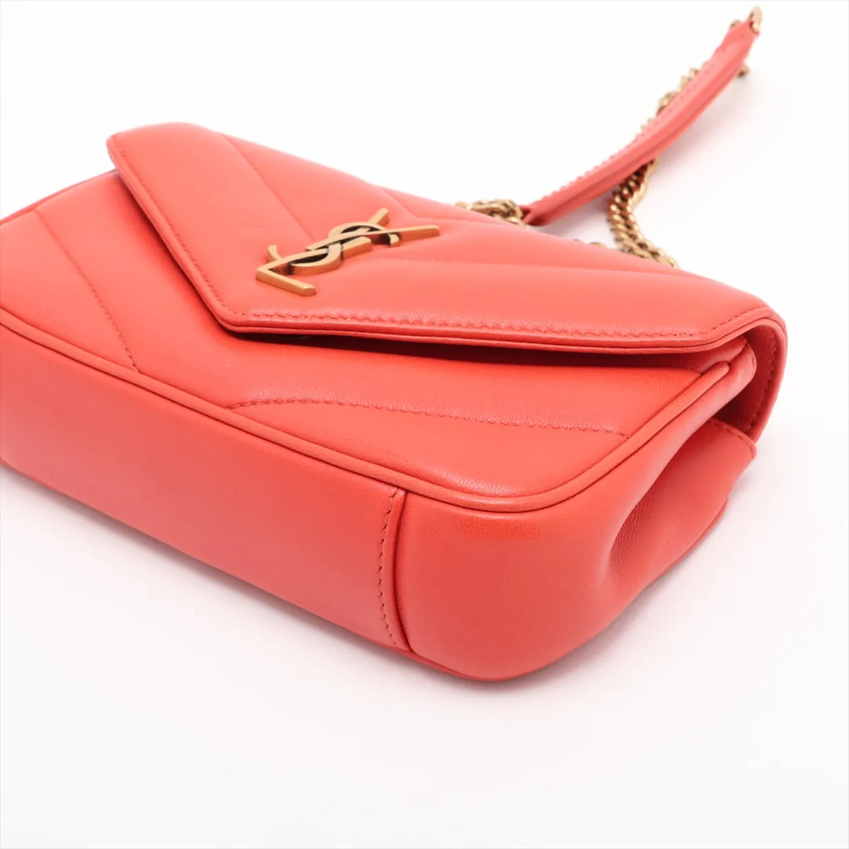 Loulou Toy Leather Chain Shoulder Bag, Red, 821749 — view 3