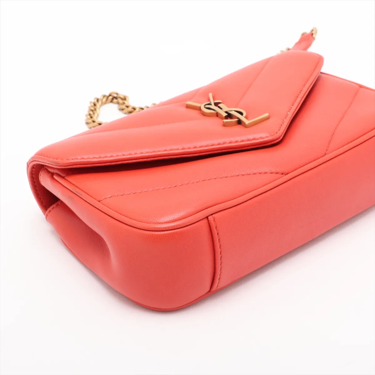 Loulou Toy Leather Chain Shoulder Bag, Red, 821749 — view 4