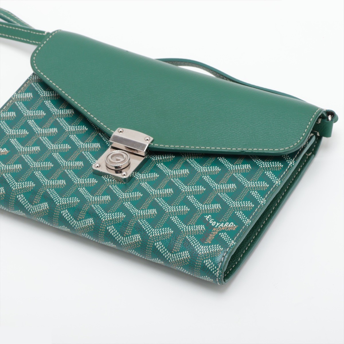 Sheepple Pouch Wallet, PVC x Leather Shoulder Bag, Green — view 3