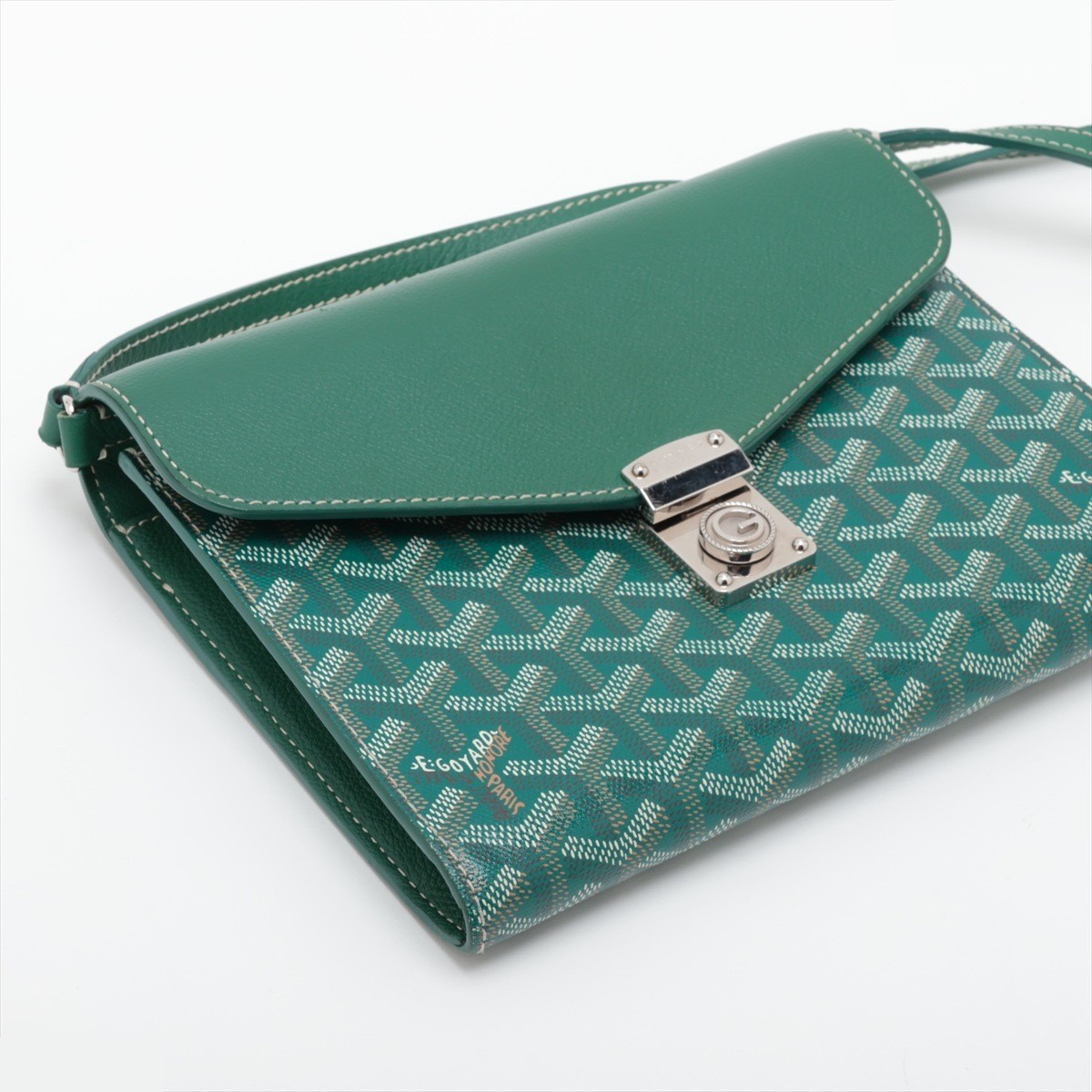 Sheepple Pouch Wallet, PVC x Leather Shoulder Bag, Green — view 4