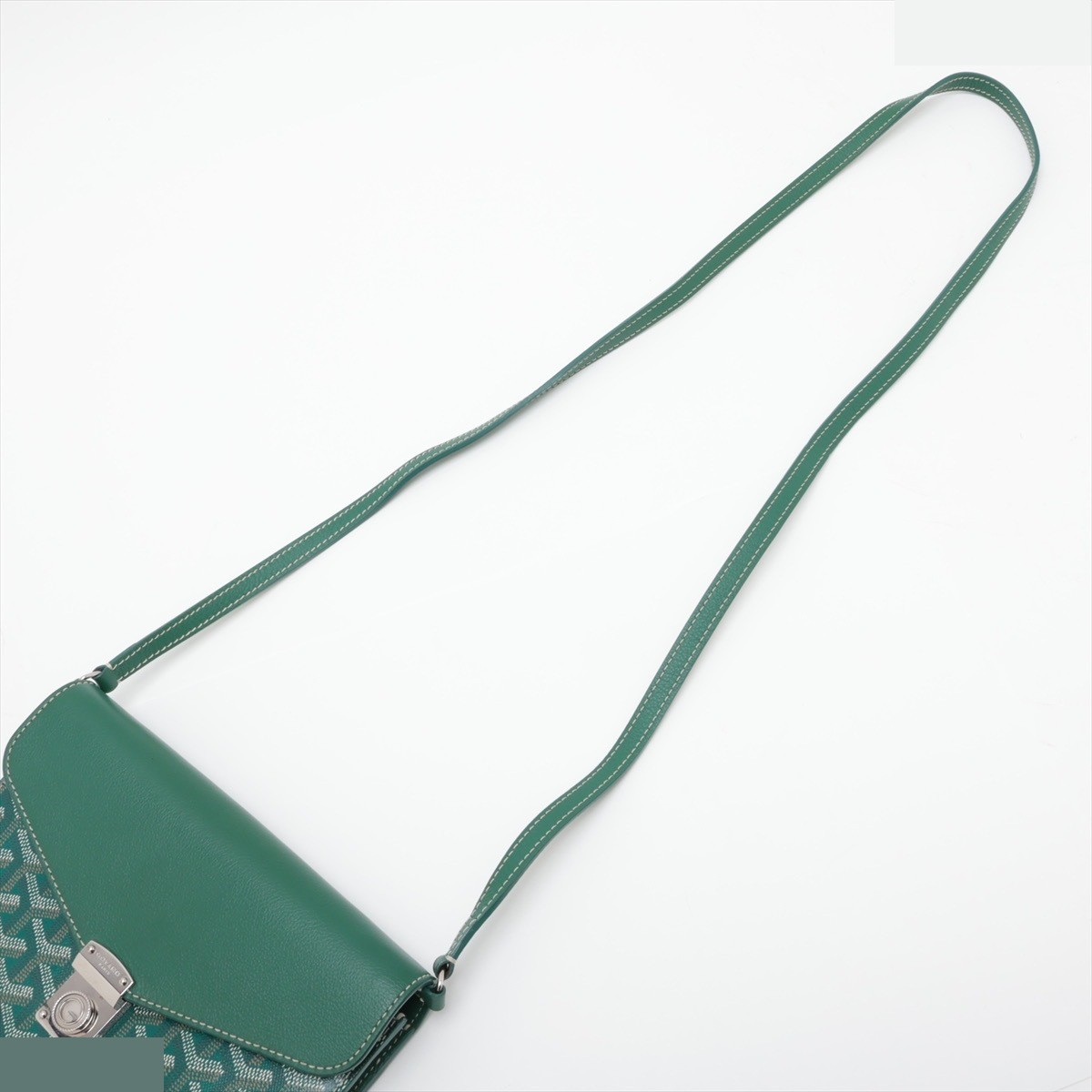 Sheepple Pouch Wallet, PVC x Leather Shoulder Bag, Green — view 5