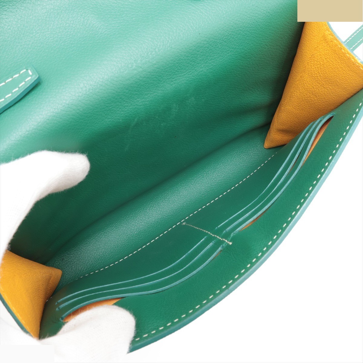 Sheepple Pouch Wallet, PVC x Leather Shoulder Bag, Green — view 6