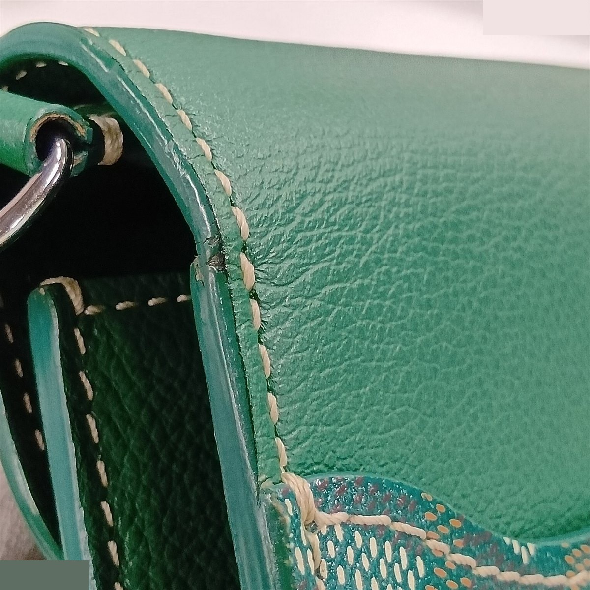 Sheepple Pouch Wallet, PVC x Leather Shoulder Bag, Green — view 9