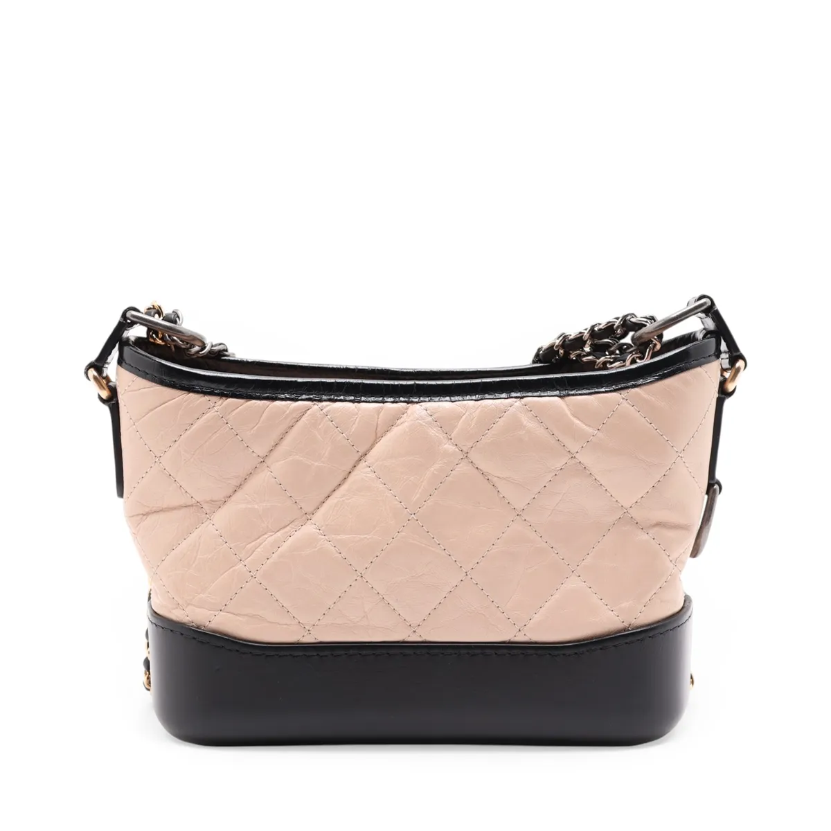 Gabrielle de Chanel Vintage Calfskin Chain Shoulder Bag, Beige x Black, Gold x Silver Hardware, 28993561, Serial Number 28 — view 2