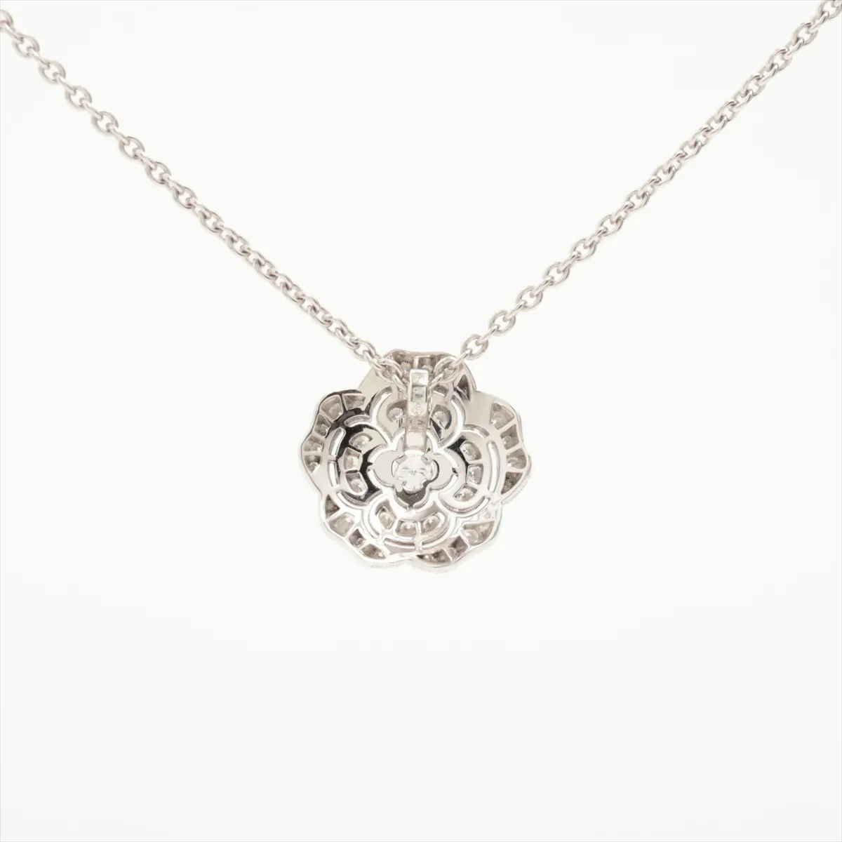 Camellia Diamond Necklace 750(WG) 6.5g EC1865 Crab spring exposed J12071 — view 2