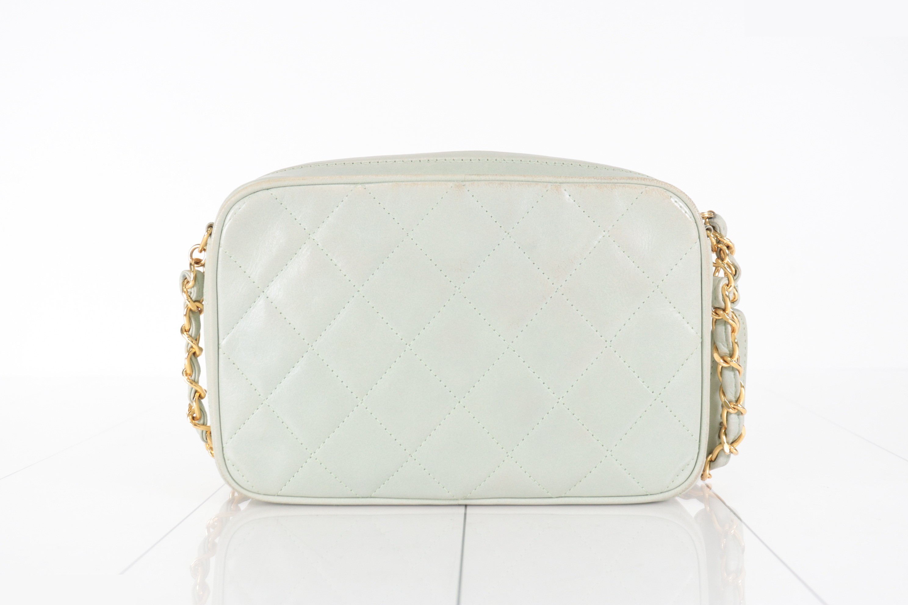 Lambskin Chain Shoulder Bag, Light Green, Unit #3 — view 3