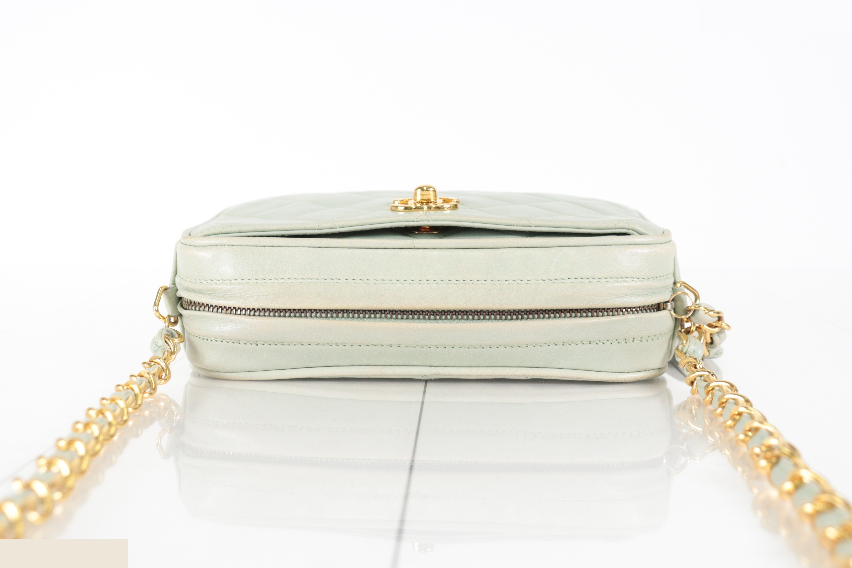 Lambskin Chain Shoulder Bag, Light Green, Unit #3 — view 6