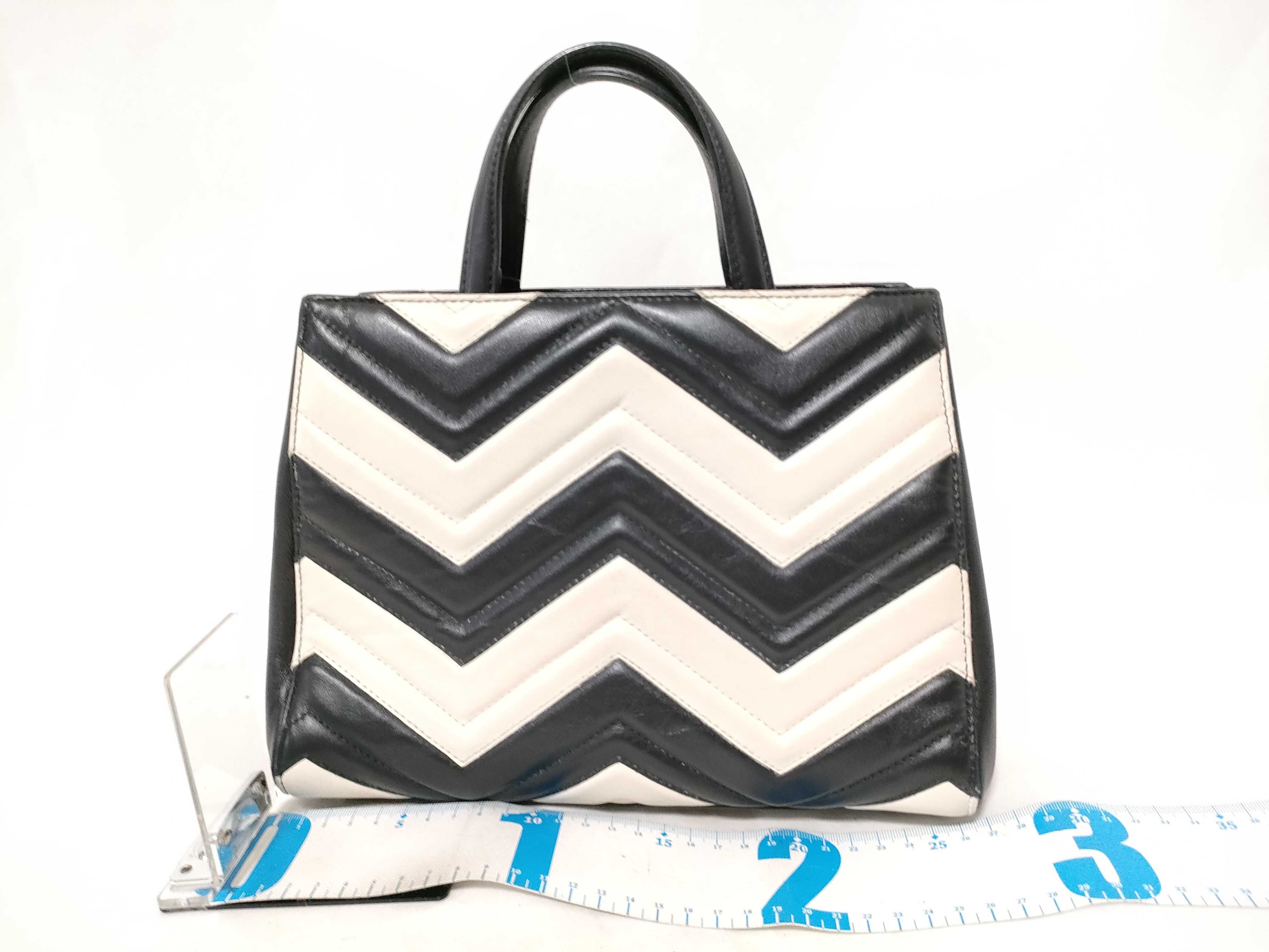 bag, black and white, 2-way, 448054 493492, black and white, with strap, handbag. — view 2
