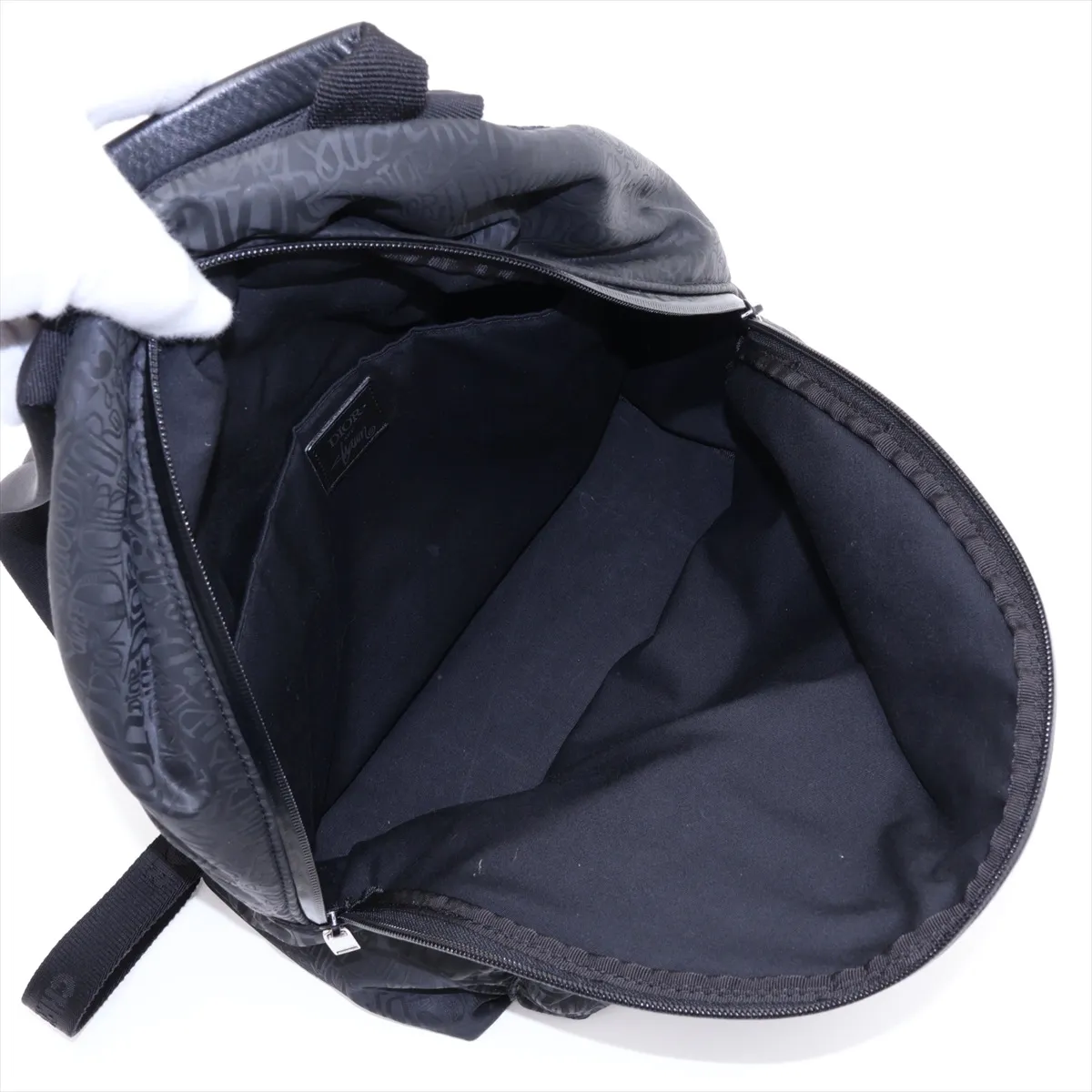 x Stussy Nylon x Leather Backpack/Rucksack, Black — view 7