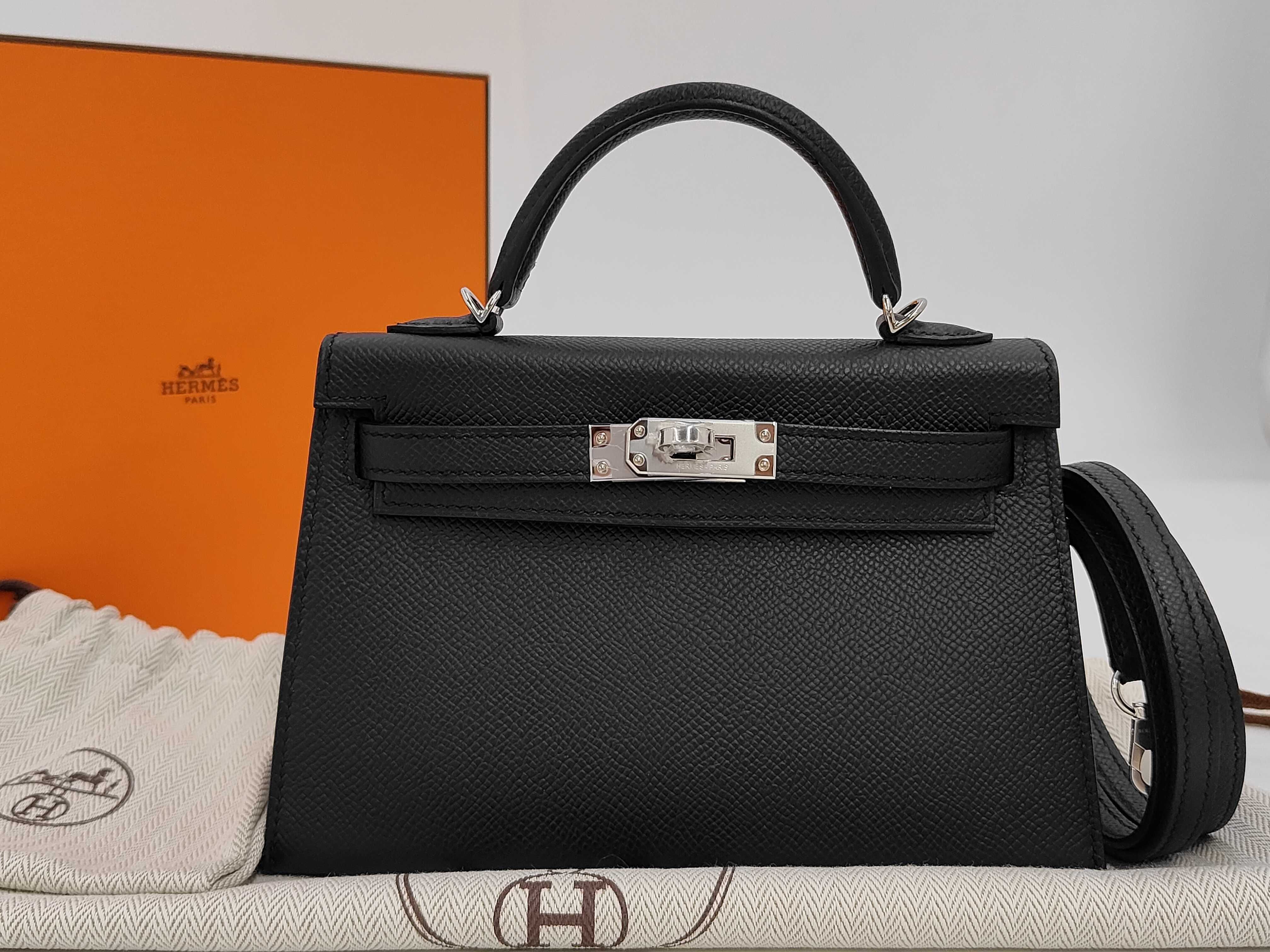 Mini Kelly Noir (G stamp) Silver Hardware Handbag