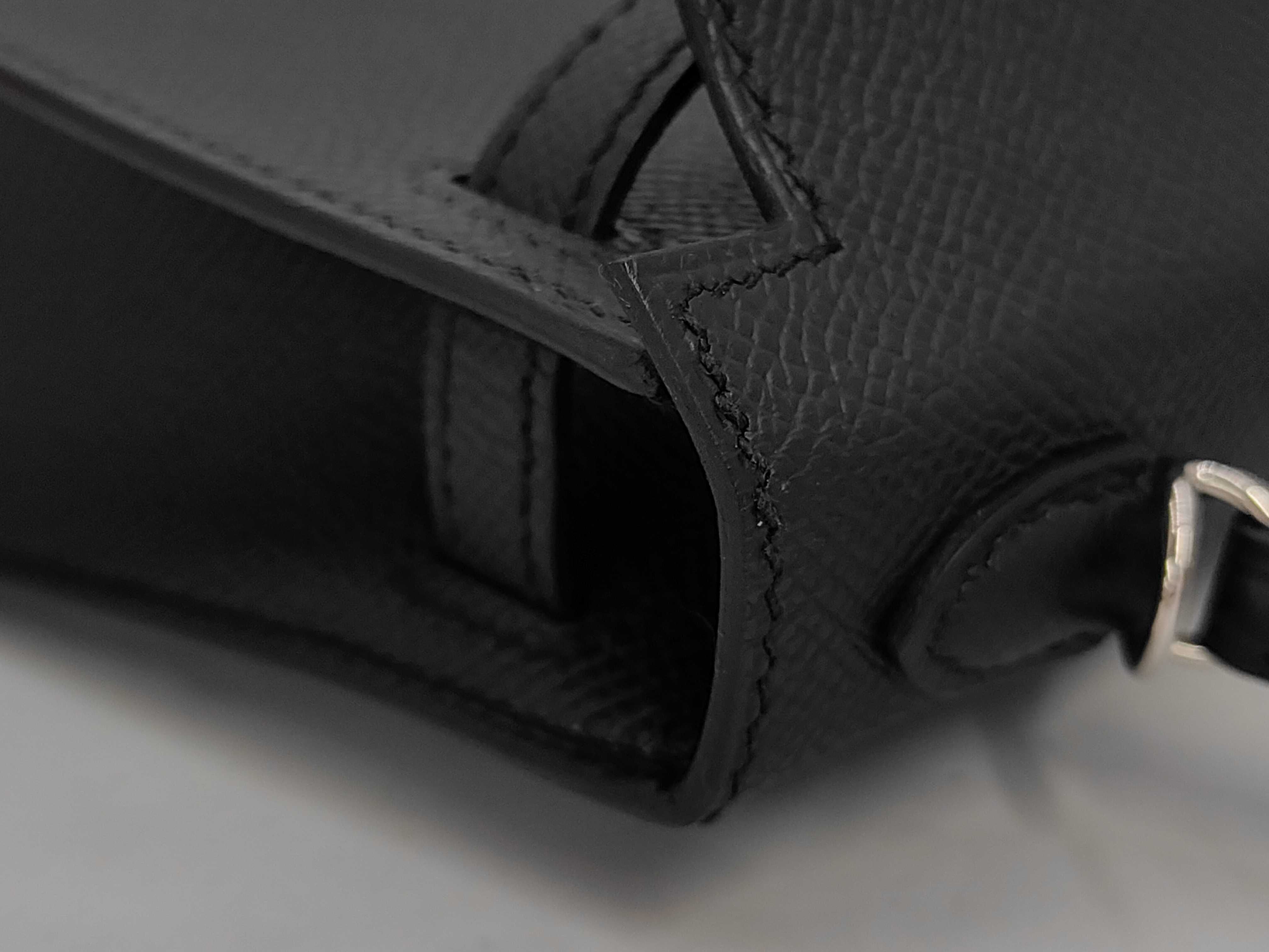 Mini Kelly Noir (G stamp) Silver Hardware Handbag — view 12