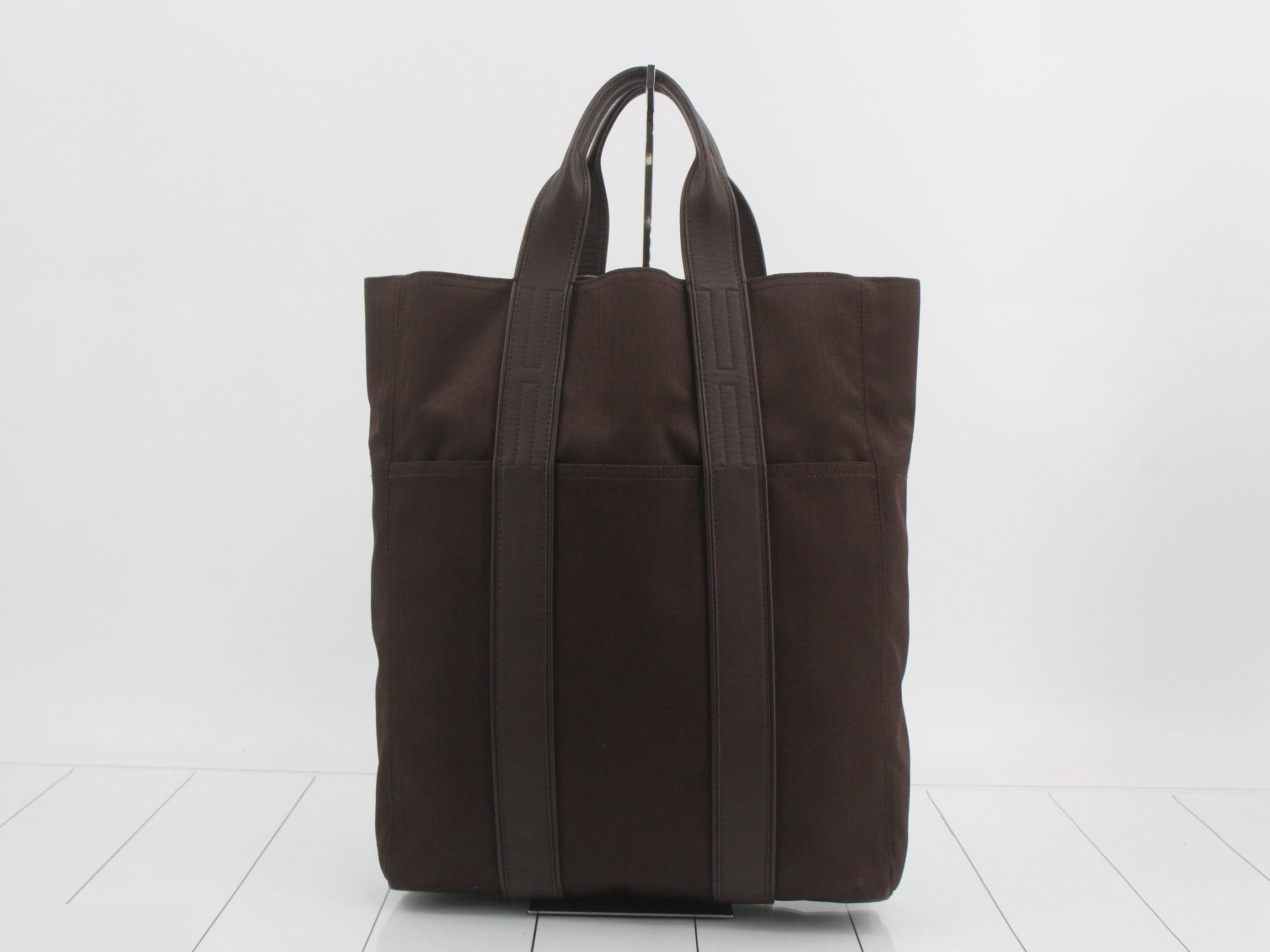 Acapulco Cabas MM Toile Chevron Brown S-type hardware 31 x 39 x 9 cm