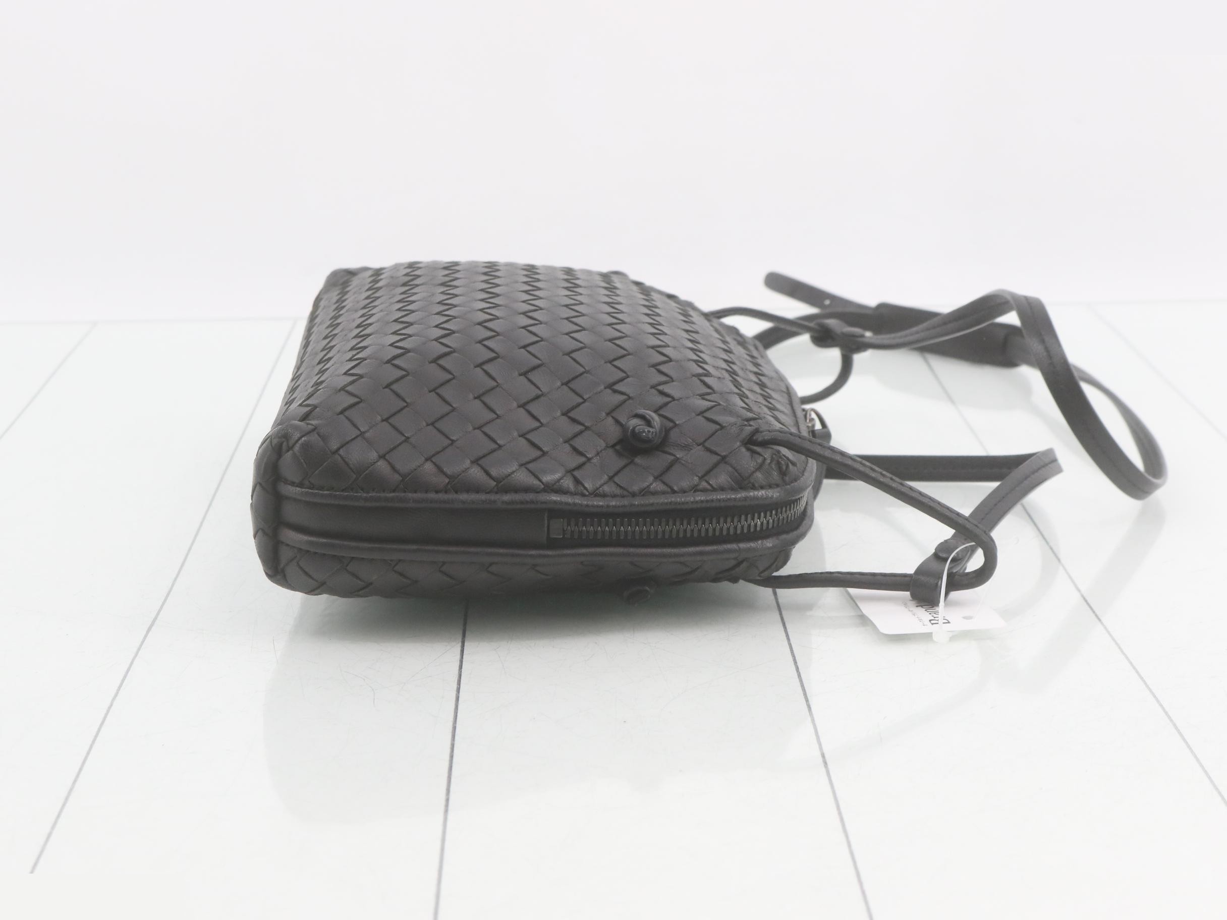 Intrecciato Shoulder Bag, Black — view 3