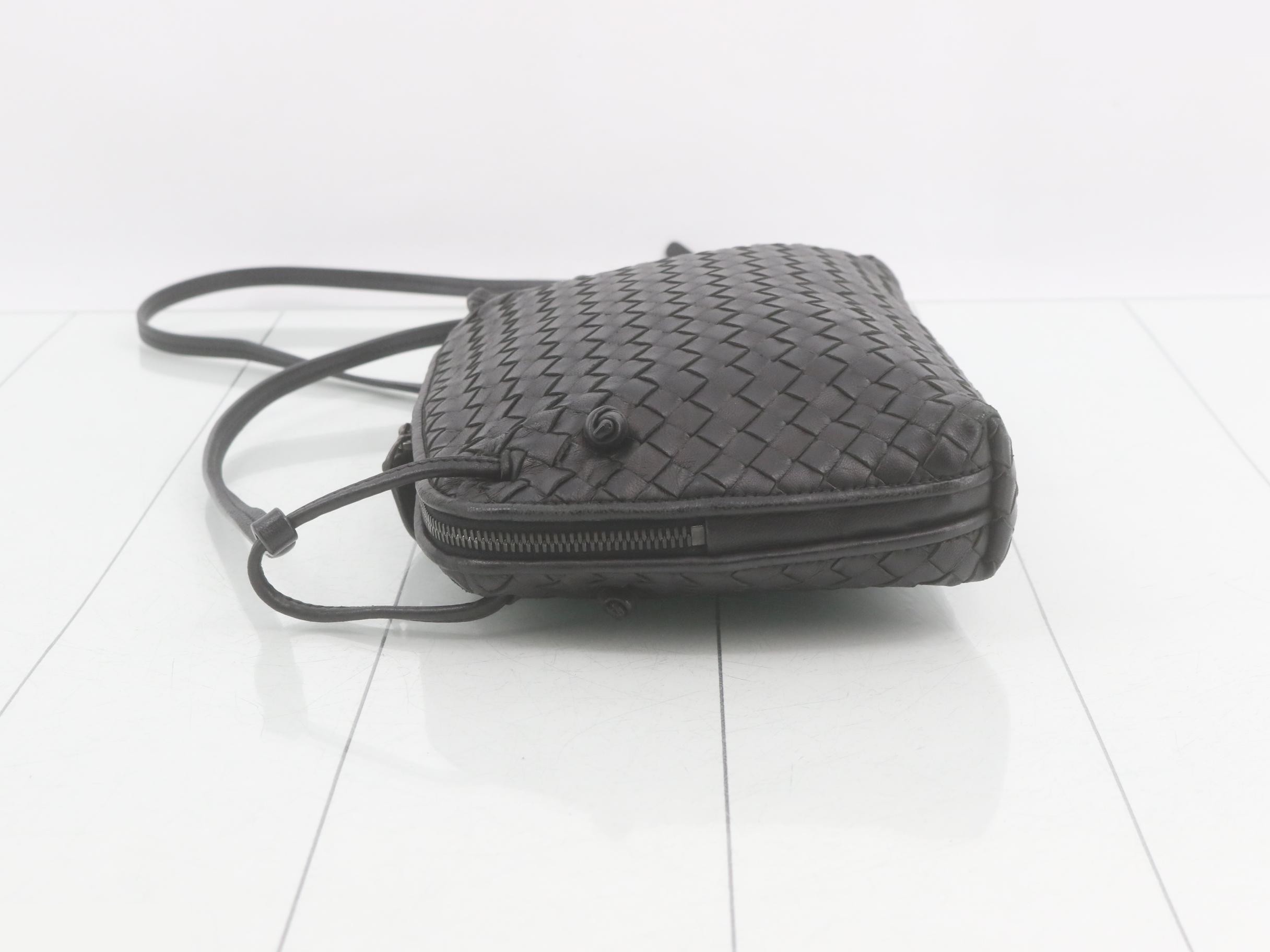 Intrecciato Shoulder Bag, Black — view 4