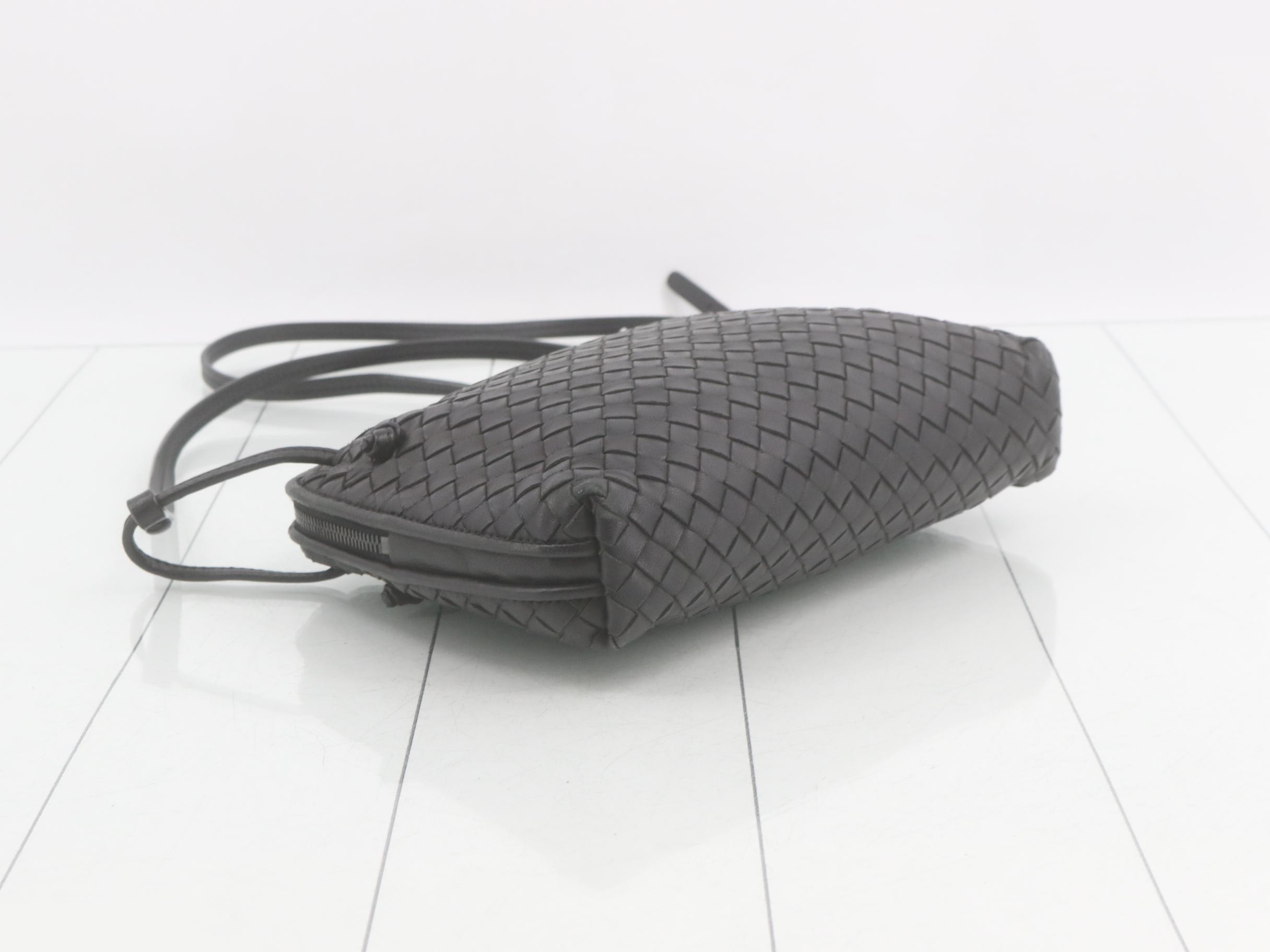 Intrecciato Shoulder Bag, Black — view 5