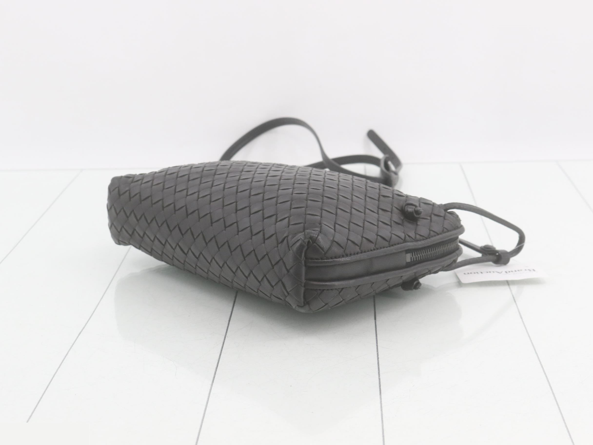 Intrecciato Shoulder Bag, Black — view 6