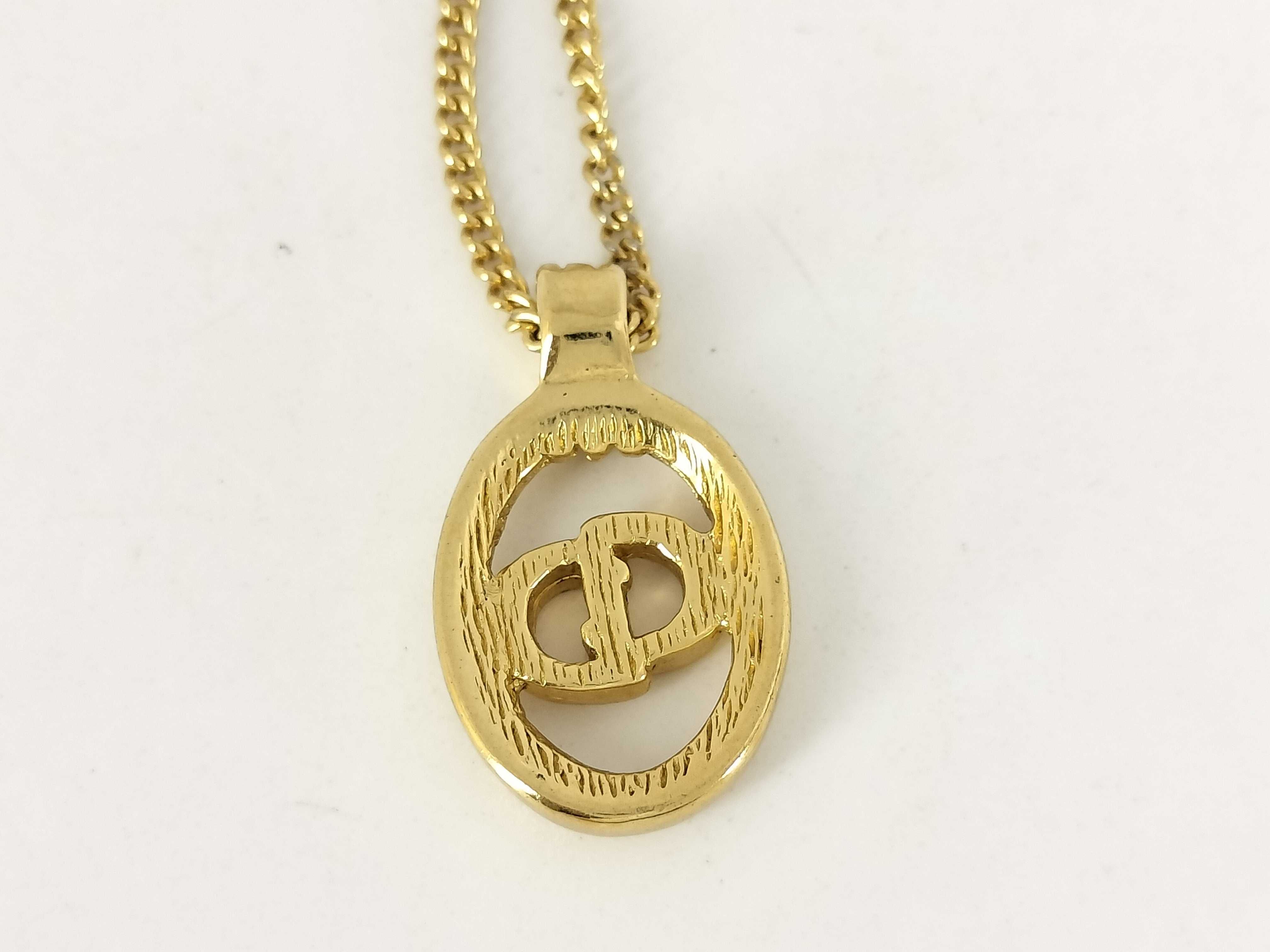 CD Logo Oval Gold Necklace — view 2