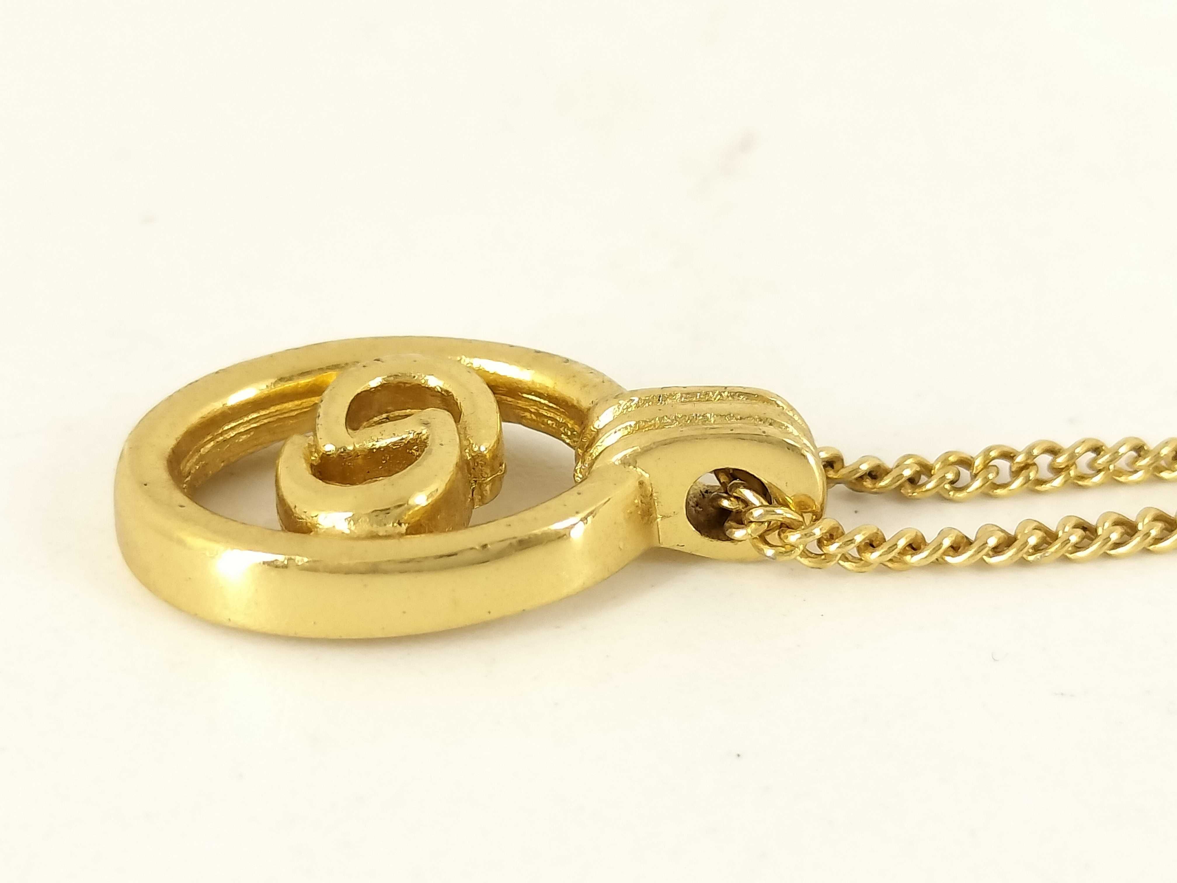CD Logo Oval Gold Necklace — view 3